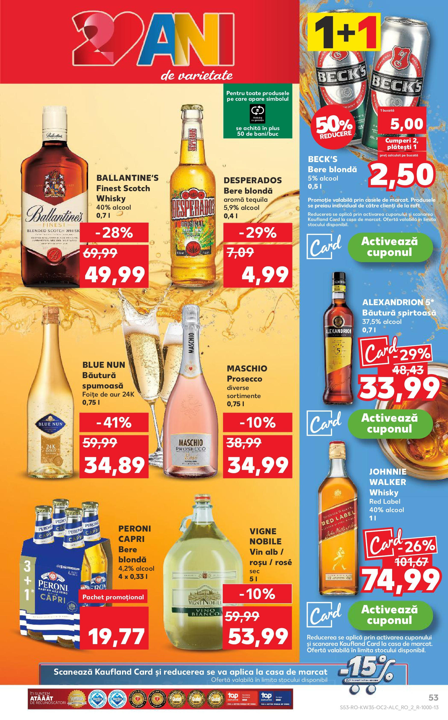 Catalog Kaufland - Deva 27.08.2025 - Revista si Oferta | Pagină: 53 | Produse: Prosecco, Eğitim çantaları, Vin, Bere