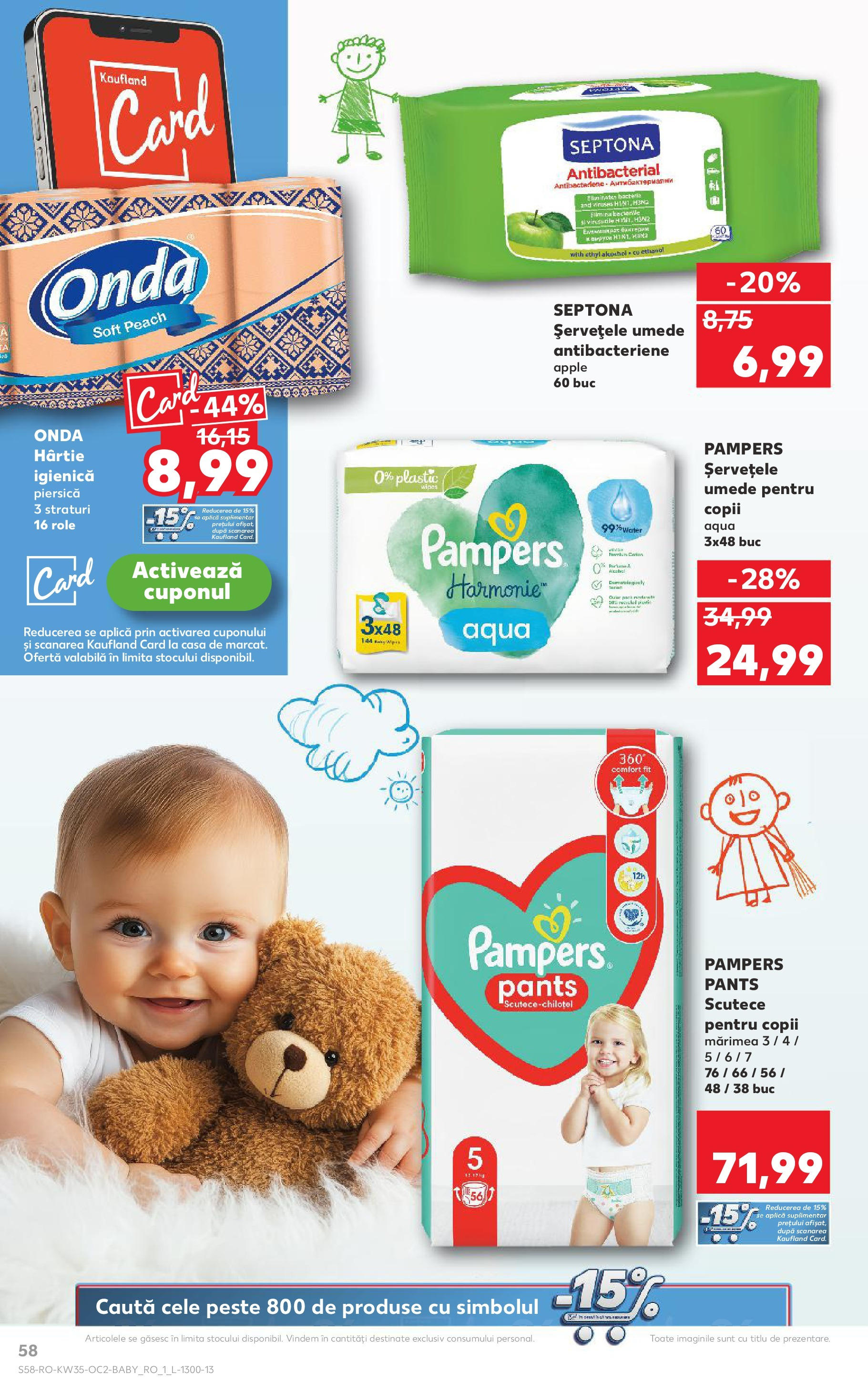 Catalog Kaufland - Constanța 27.08.2025 - Revista si Oferta | Pagină: 58 | Produse: Piersică, Role, Pește, Scutece