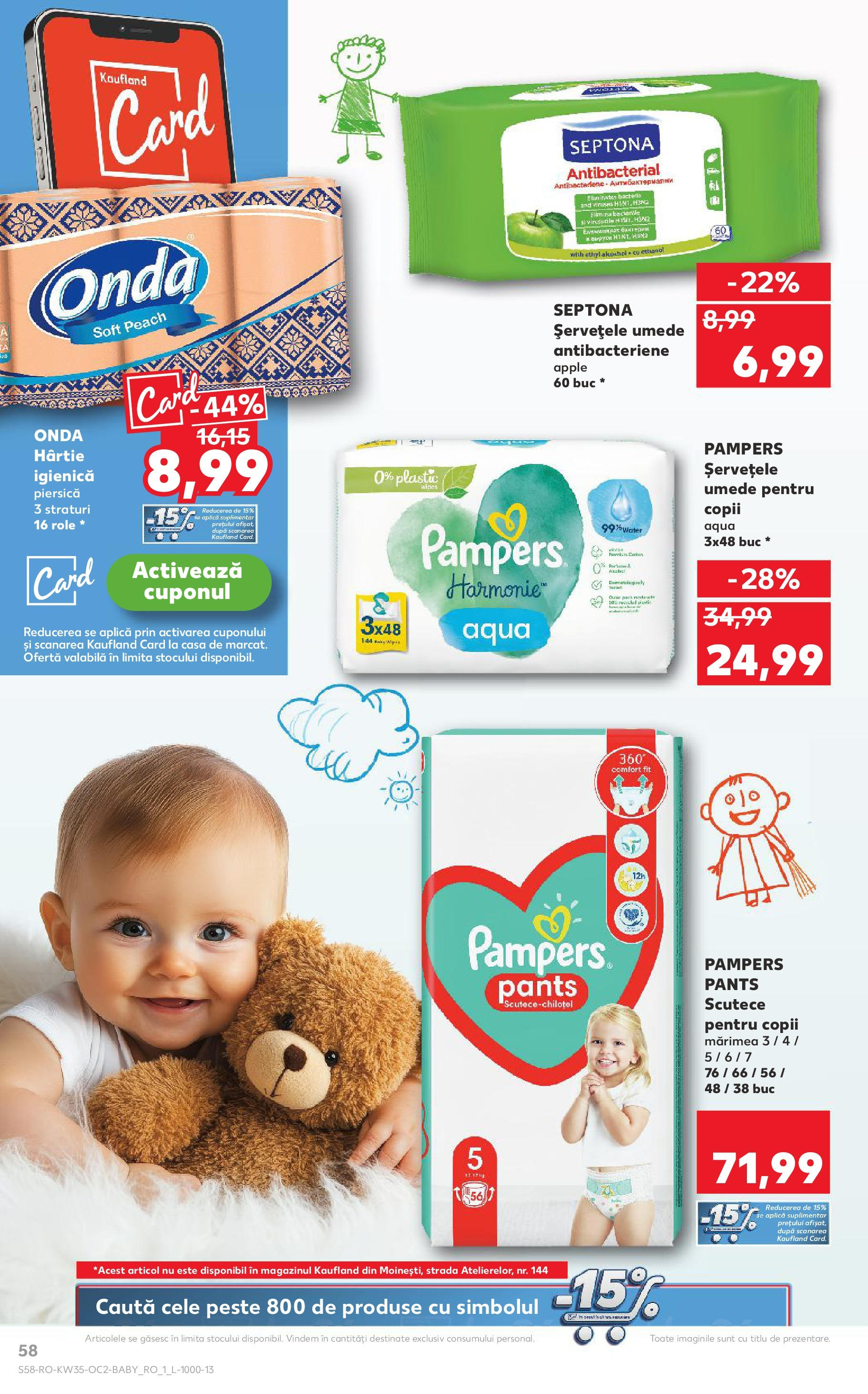 Catalog Kaufland - Deva 27.08.2025 - Revista si Oferta | Pagină: 58 | Produse: Piersică, Role, Pește, Șervețele umede
