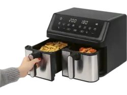Profi Cook PC-FR 1296 H Doppel-Heißluft-Fritteuse (9 l, 2000 Watt, Silber)