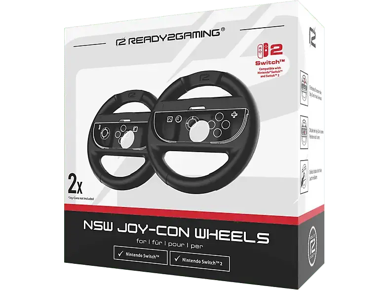 ready2gaming Joy-Con Wheels (2 Stk.) für Nintendo Switch 2 Lenkradhalterung; Joy-Con Lenkradhalterung