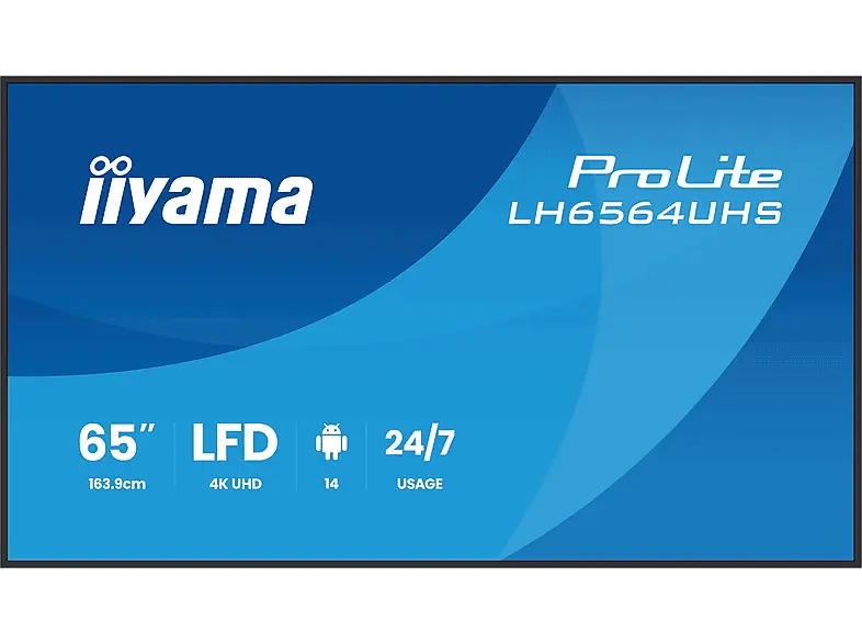 iiyama ProLite LH6564UHS-B1AG 64.5 Zoll Digital-Signage-Display mit erweiterten Steuerungs- und Konnektivitätsoptionen; Digital Signage-Display