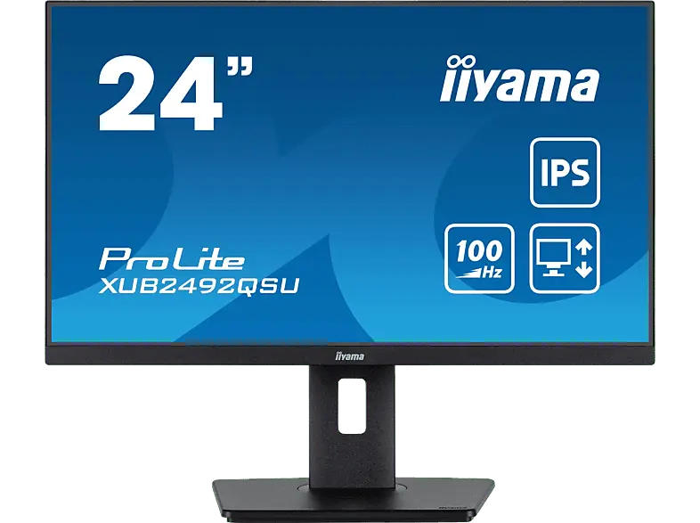 IIYAMA Prolite XUB2492QSU-B1 23,8 Zoll Monitor for Business, WQHD, 0,5 Reaktionszeit, 300 cd/m², 100 Hz, Schwarz