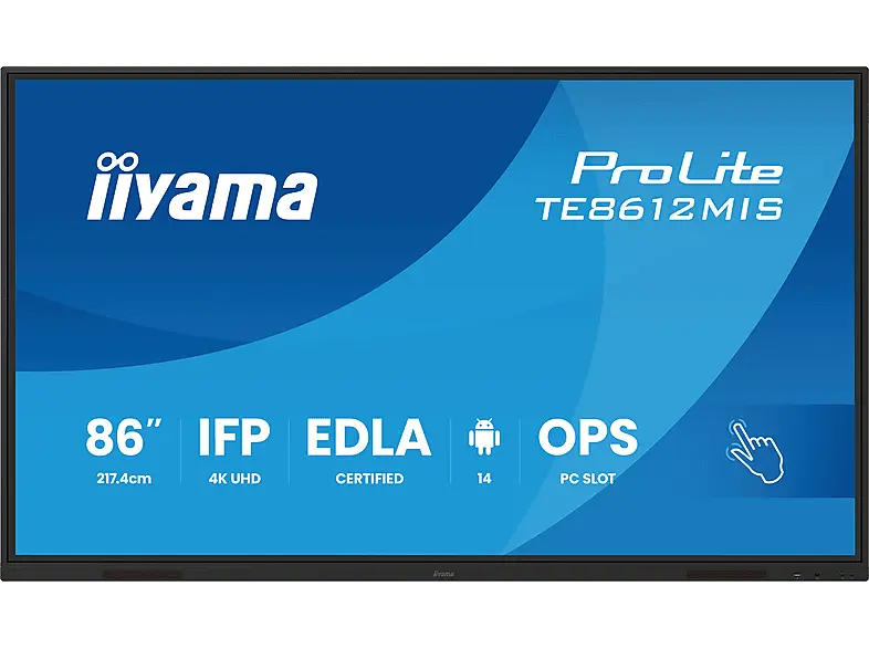 iiyama LCD Touchscreen-Display for Business, 86 Zoll, 4 K, integrierte Whiteboard-Software; Monitor for Business