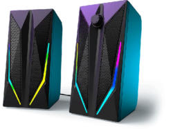 URage Blast-R 200 PC-Lautsprecher, 2.0 Set, 6W RMS, USB-A/3.5mm, RGB LED-Beleuchtung, Schwarz