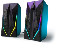 URage Blast-R 200 PC-Lautsprecher, 2.0 Set, 6W RMS, USB-A/3.5mm, RGB LED-Beleuchtung, Schwarz