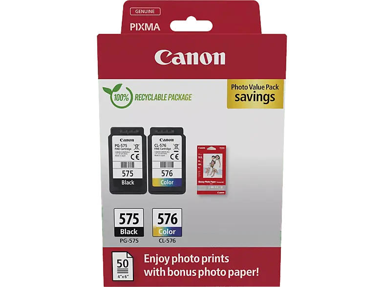 Canon PG-575/CL-576 Tintenpatrone mit Fotopapier-Vorteilspaket