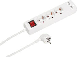 Vivanco 39613 3-fach Steckdosenleiste inkl. 2x USB Ports mit Schalter, 1,4m
