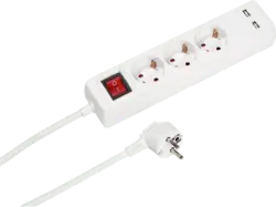 Vivanco 39613 3-fach Steckdosenleiste inkl. 2x USB Ports mit Schalter, 1,4m