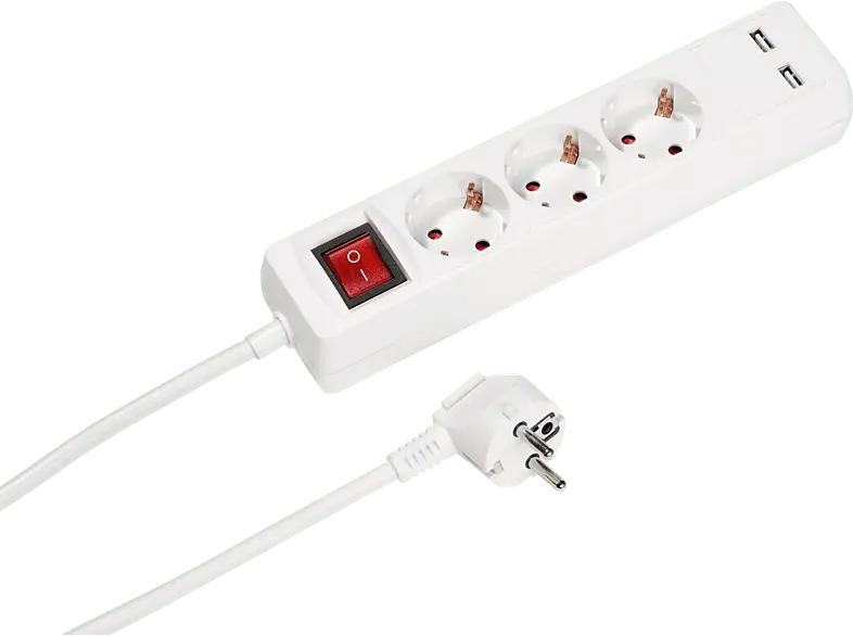 Vivanco 39613 3-fach Steckdosenleiste inkl. 2x USB Ports mit Schalter, 1,4m