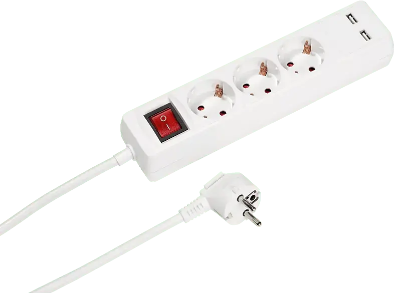 Vivanco 39613 3-fach Steckdosenleiste inkl. 2x USB Ports mit Schalter, 1,4m