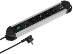 Vivanco professional 4-fach Steckdosenleiste inkl. 2x USB Ports mit Schalter, 1,6m, Aluminiumgehäuse