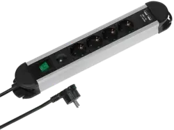 Vivanco professional 4-fach Steckdosenleiste inkl. 2x USB Ports mit Schalter, 1,6m, Aluminiumgehäuse