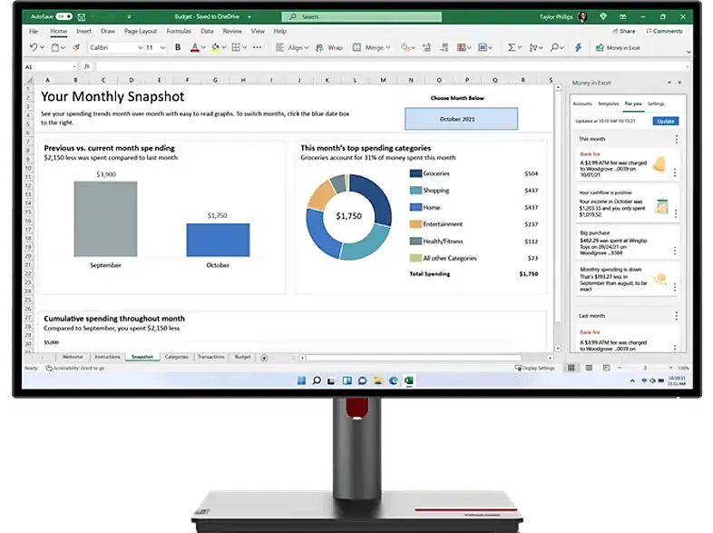LENOVO ThinkVision P27q-30 27 Zoll Monitor for Business, WQHD, 6 ms Reaktionszeit, 60 Hz, Raven Black