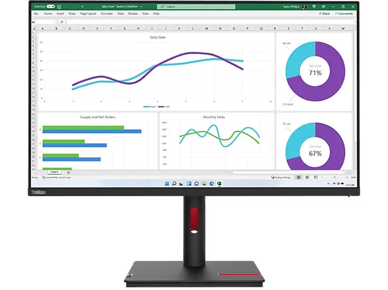 LENOVO ThinkVision T32h-30 31,5 Zoll Monitor for Business, WQHD, 6 ms Reaktionszeit, 350 cd/m², 60 Hz, Raven Black