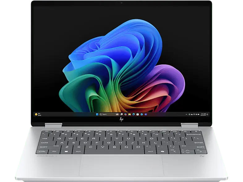 HP OmniBook X FlipNGAI 14-fm0903ng Copilot+ PC 14 Zoll, Intel® Core™ Ultra 7 Prozessor 258V, 32 GB RAM, 1 TB SSD, Windows 11 Home, Arc™ Onboard Graphics, Gletschersilber