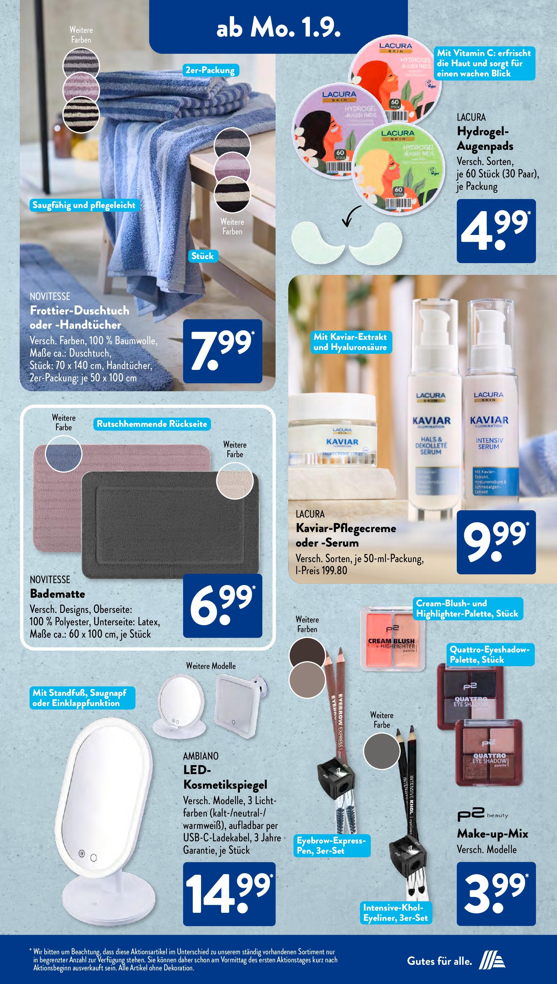 Aldi Süd Prospekt (ab 01.08.2025) zum Blättern | Seite: 13 | Produkte: Kosmetikspiegel, Highlighter, Serum, Blush Aldi Süd Prospekt (ab 01.08.2025) zum Blättern | Seite: 13 | Produkte: Kosmetikspiegel, Highlighter, Serum, Blush