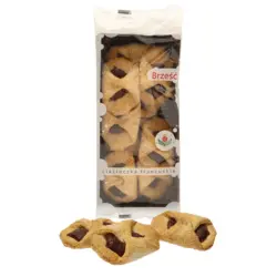 Blätterteiggebäck, mit fruchthaltiger Auflage - Himbeergeschmack, mit Zucker bestreut