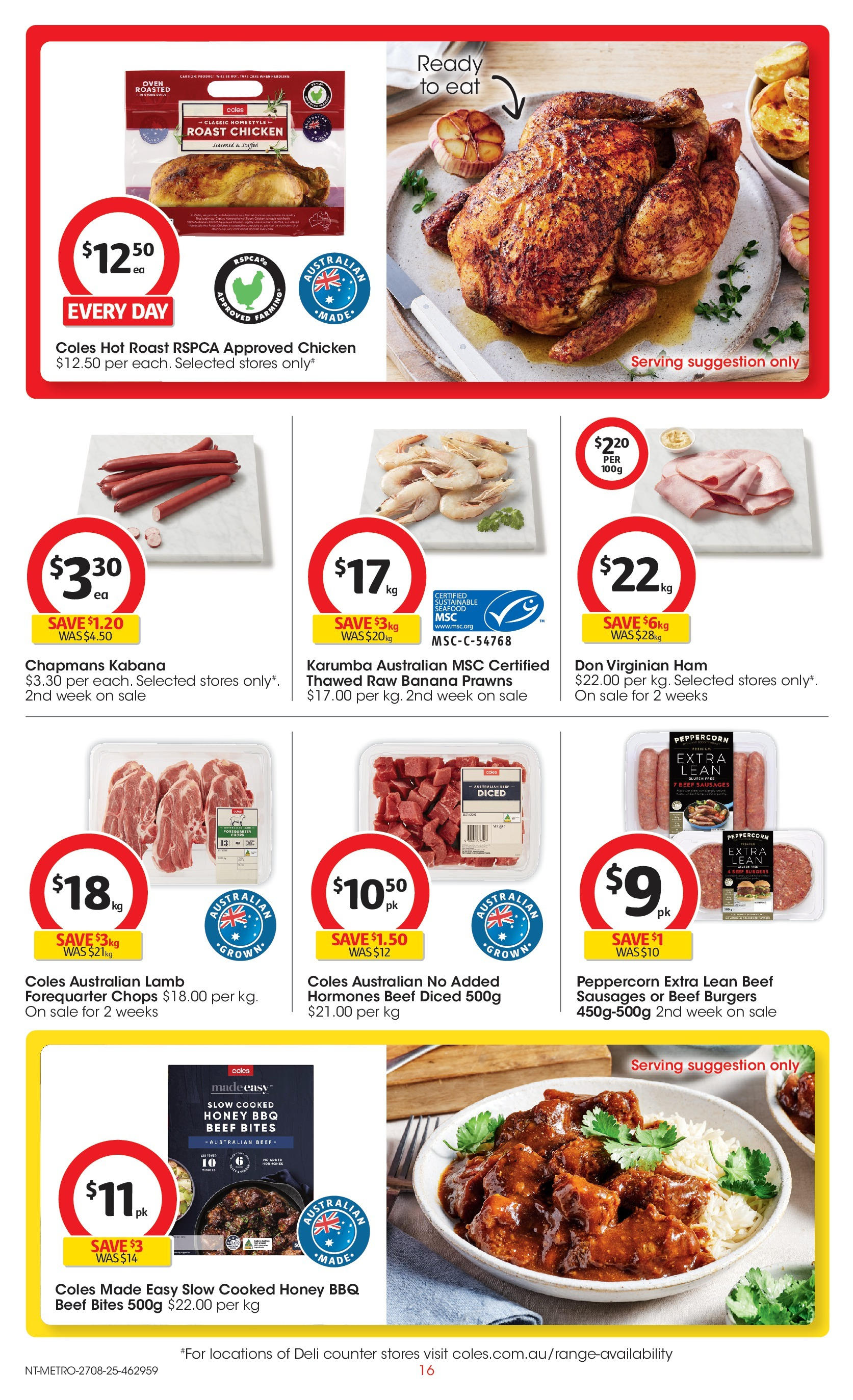 ﻿﻿Coles catalogue valid from 27/08/2025 > Online Australia | Page: 16 | Products: Ham, Honey, Chicken, Prawns