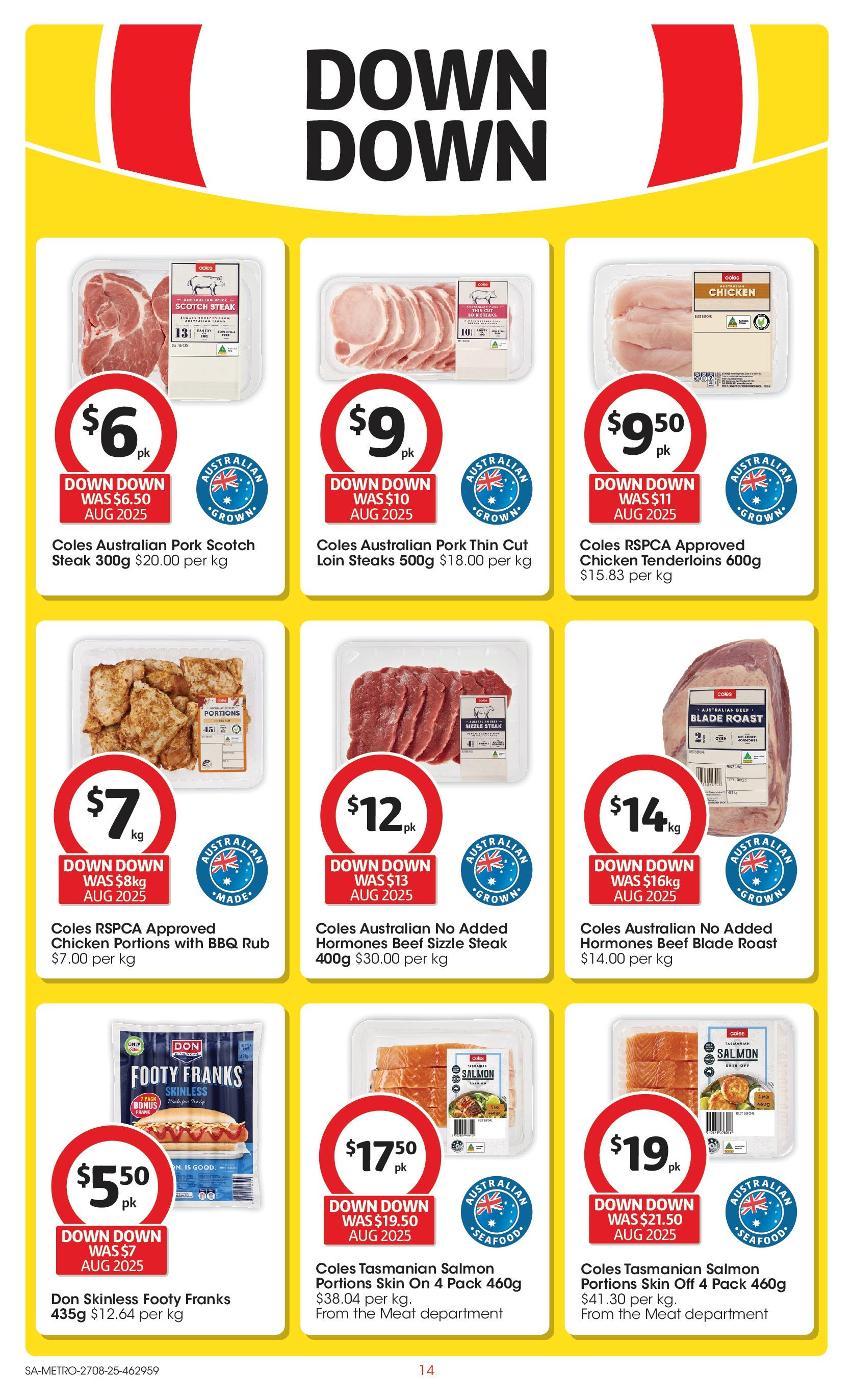 ﻿﻿Coles catalogue valid from 27/08/2025 > Online Australia | Page: 14 | Products: Pork, Beef, Meat, Seafood