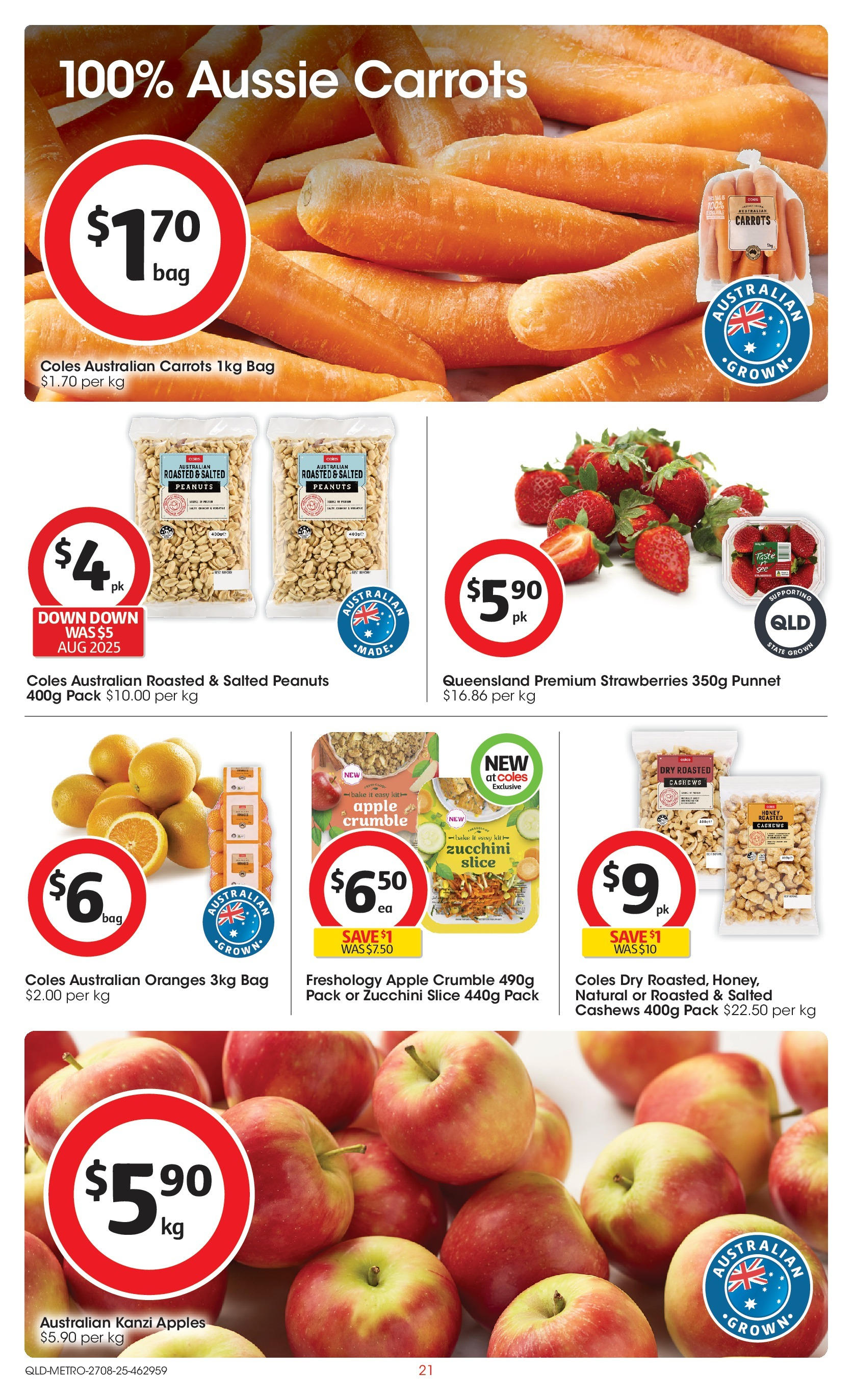 ﻿﻿Coles catalogue valid from 27/08/2025 > Online Australia | Page: 21 | Products: Strawberries, Peanuts, Carrots, Zucchini