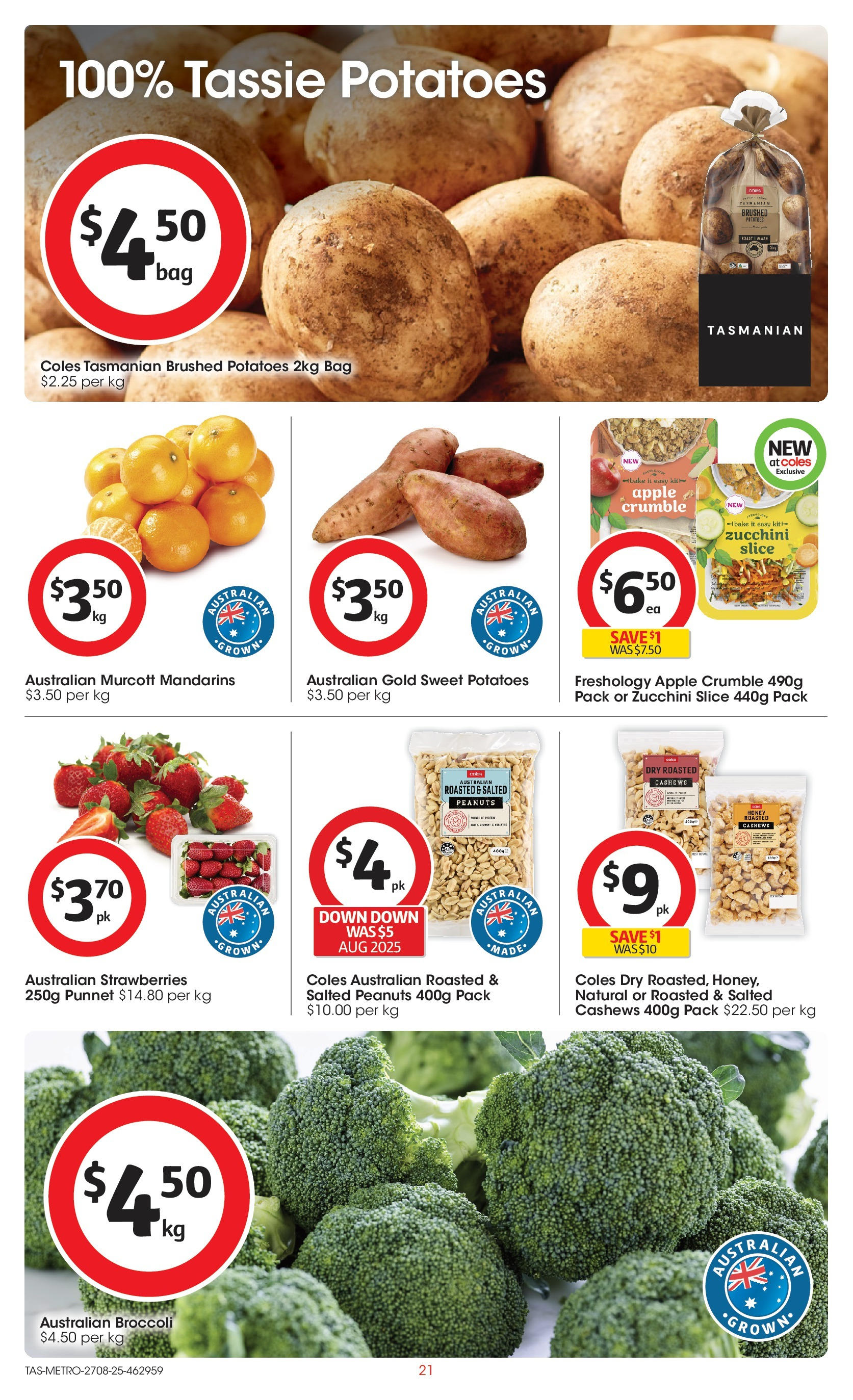 ﻿﻿Coles catalogue valid from 27/08/2025 > Online Australia | Page: 21 | Products: Peanuts, Mandarins, Zucchini, Bag