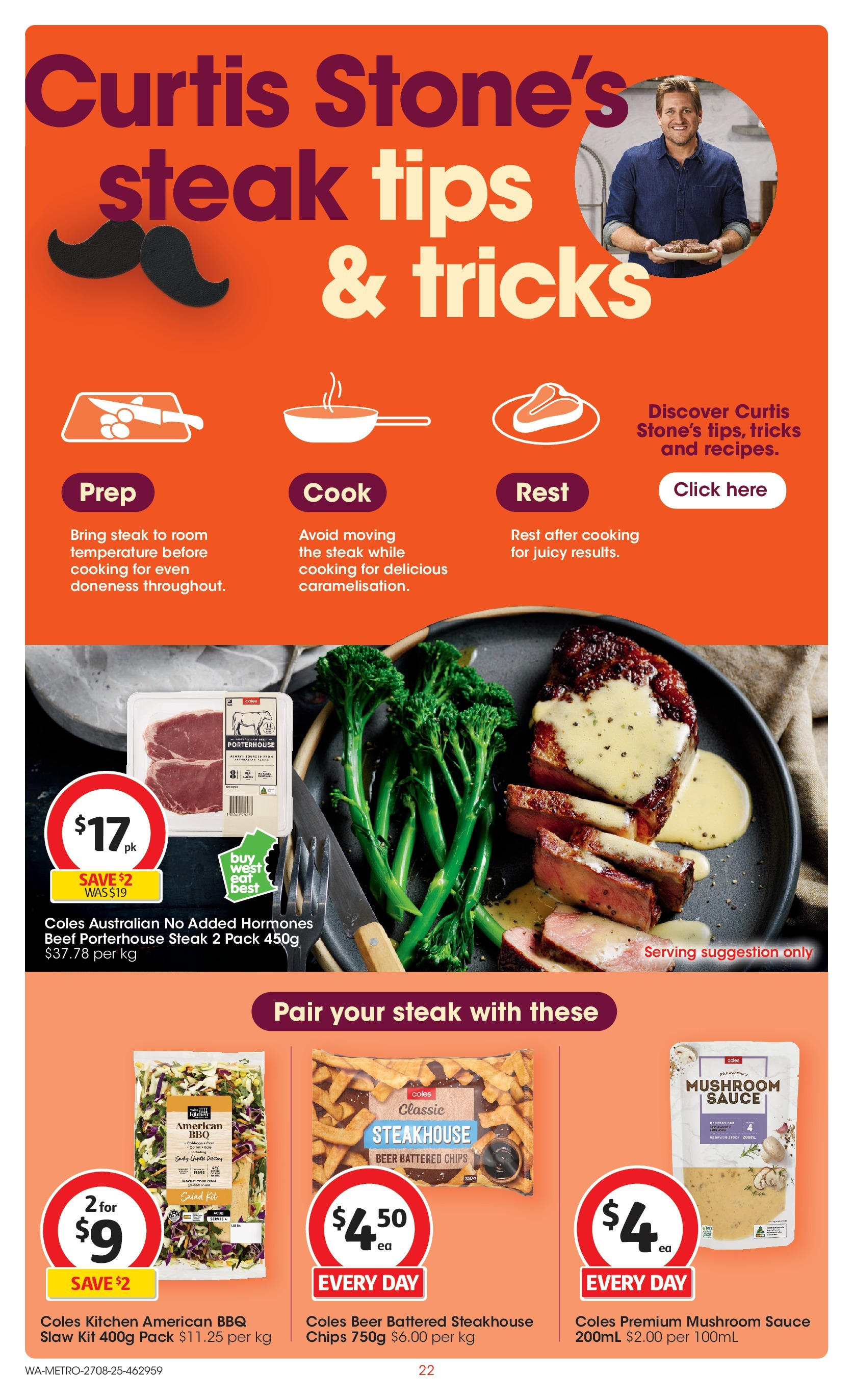 ﻿﻿Coles catalogue valid from 27/08/2025 > Online Australia | Page: 22 | Products: Beer, Salad, Steak, Sauce