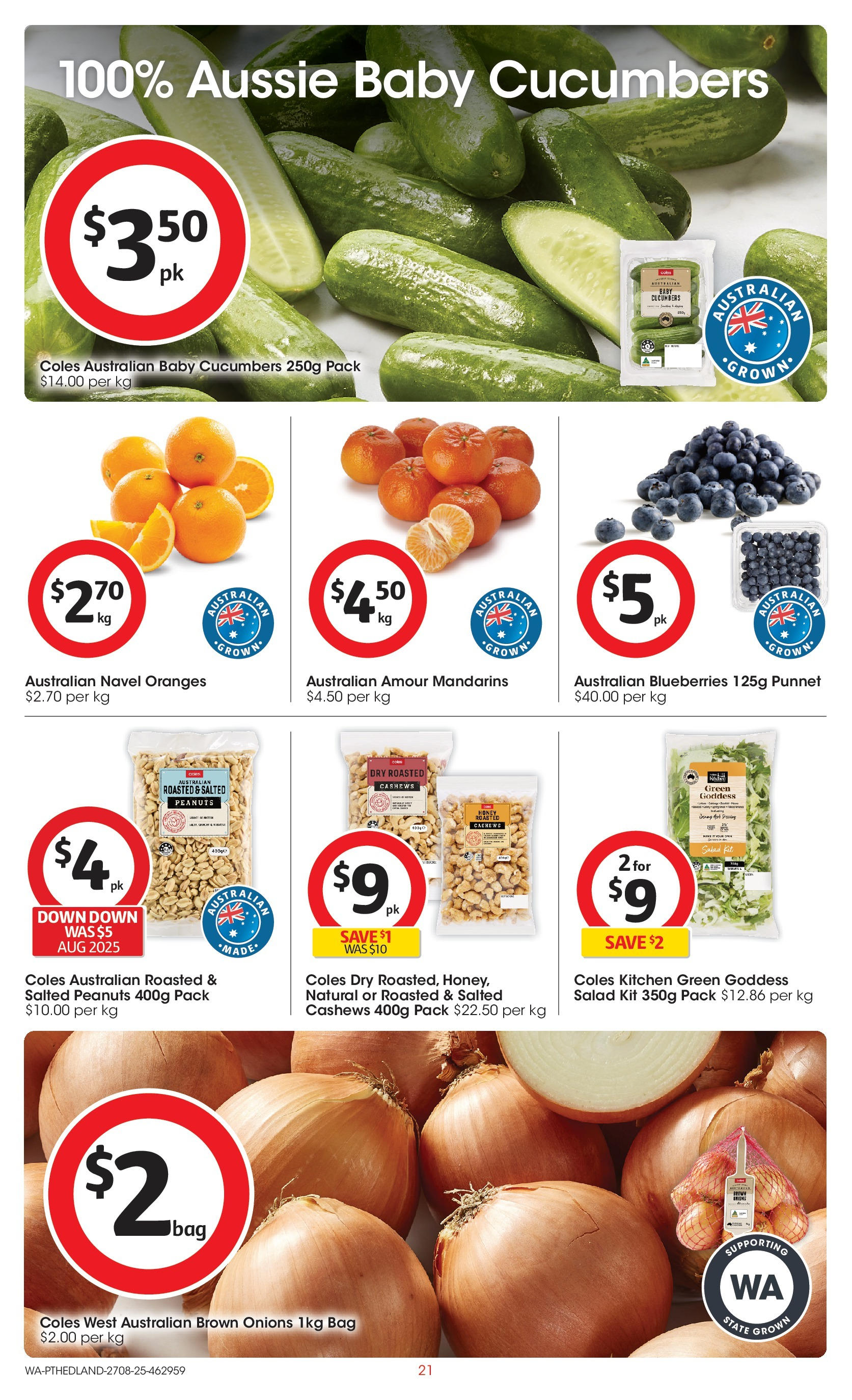 ﻿﻿Coles catalogue valid from 27/08/2025 > Online Australia | Page: 21 | Products: Honey, Oranges, Mandarins, Blueberries