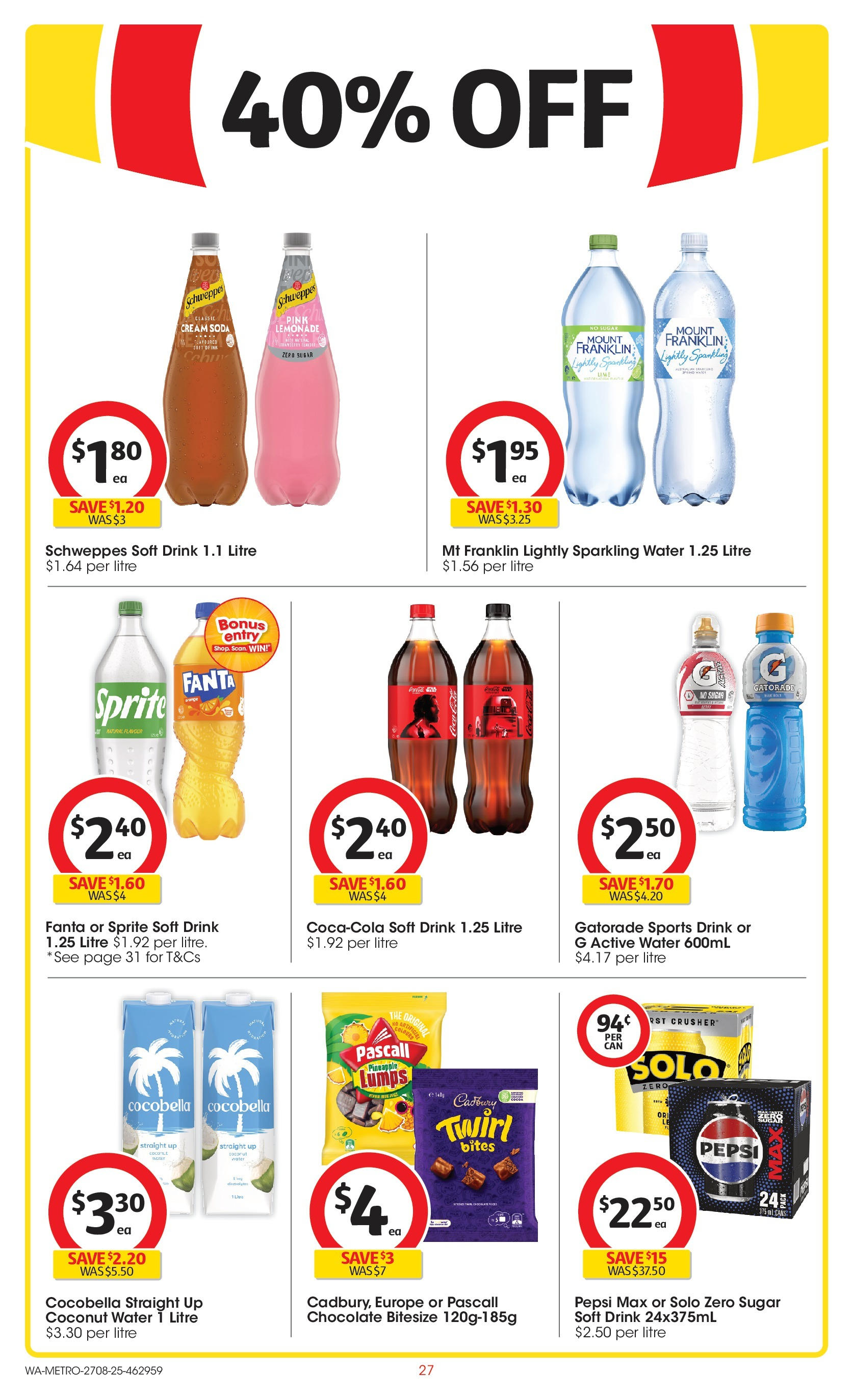 ﻿﻿Coles catalogue valid from 27/08/2025 > Online Australia | Page: 27 | Products: Pineapple, Water, Sugar, Lime