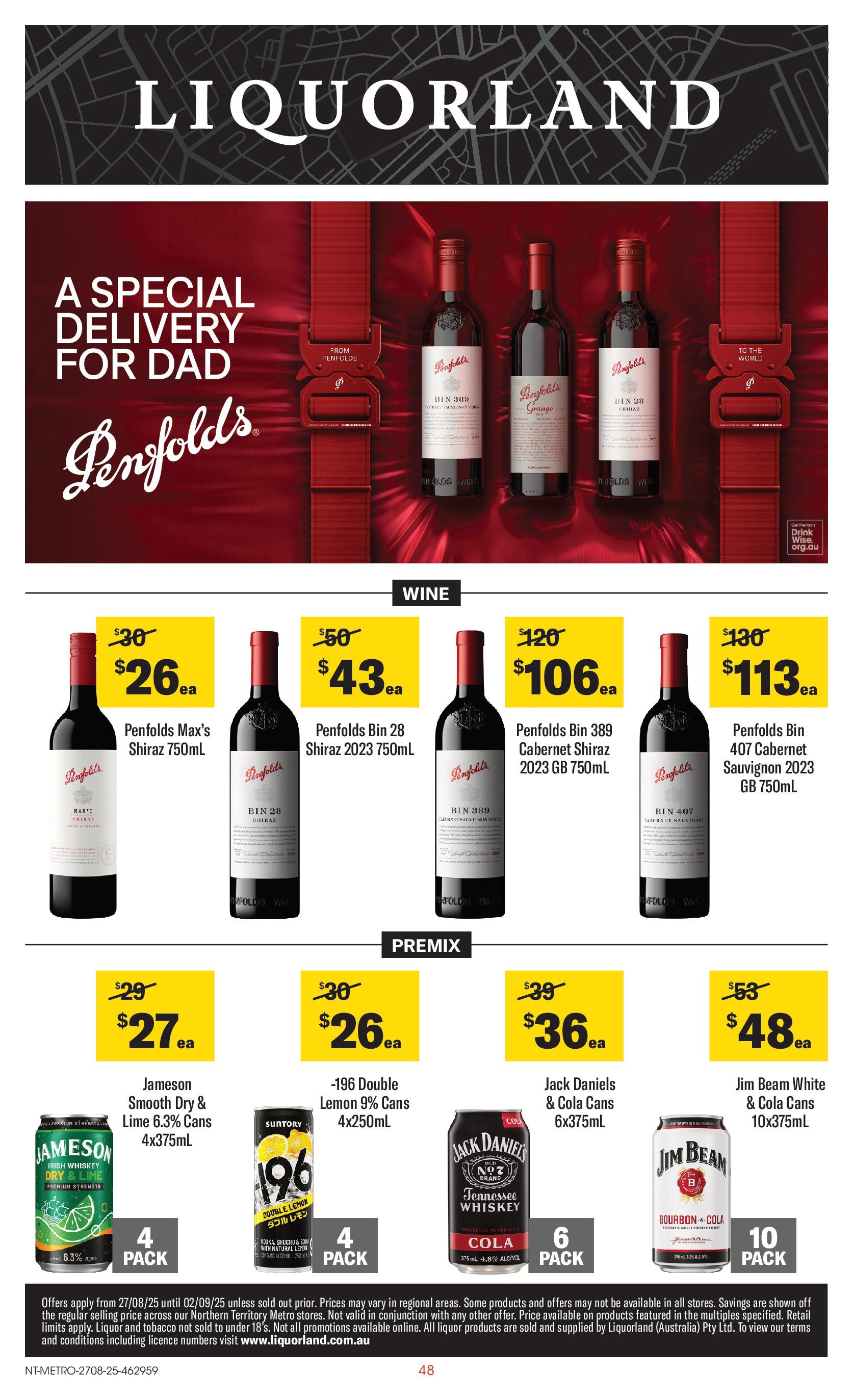 ﻿﻿Coles catalogue valid from 27/08/2025 > Online Australia | Page: 48 | Products: Wine, Bourbon, Whiskey, Lemon