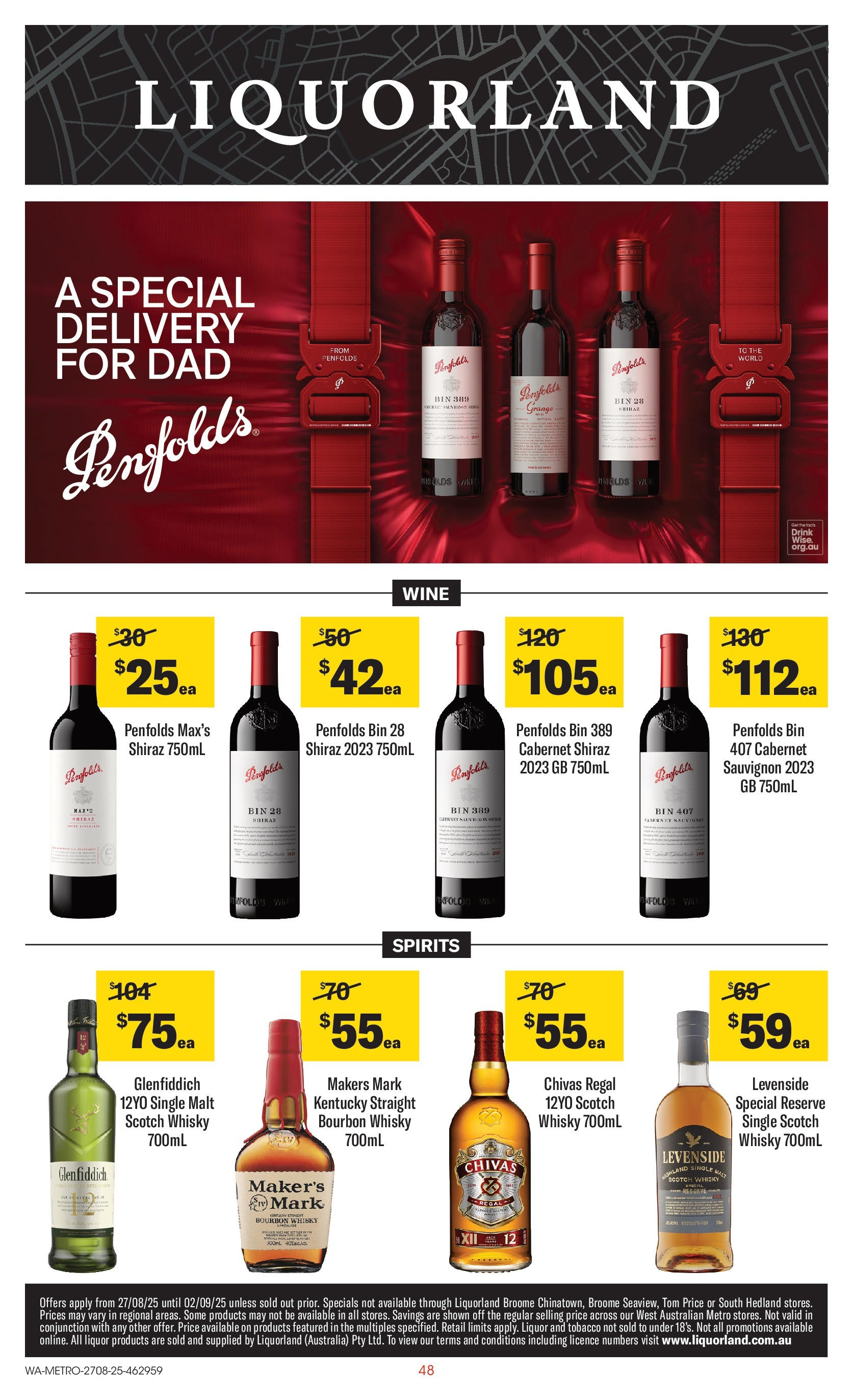 ﻿﻿Coles catalogue valid from 27/08/2025 > Online Australia | Page: 48 | Products: Wine, Bourbon, Scotch, Hat