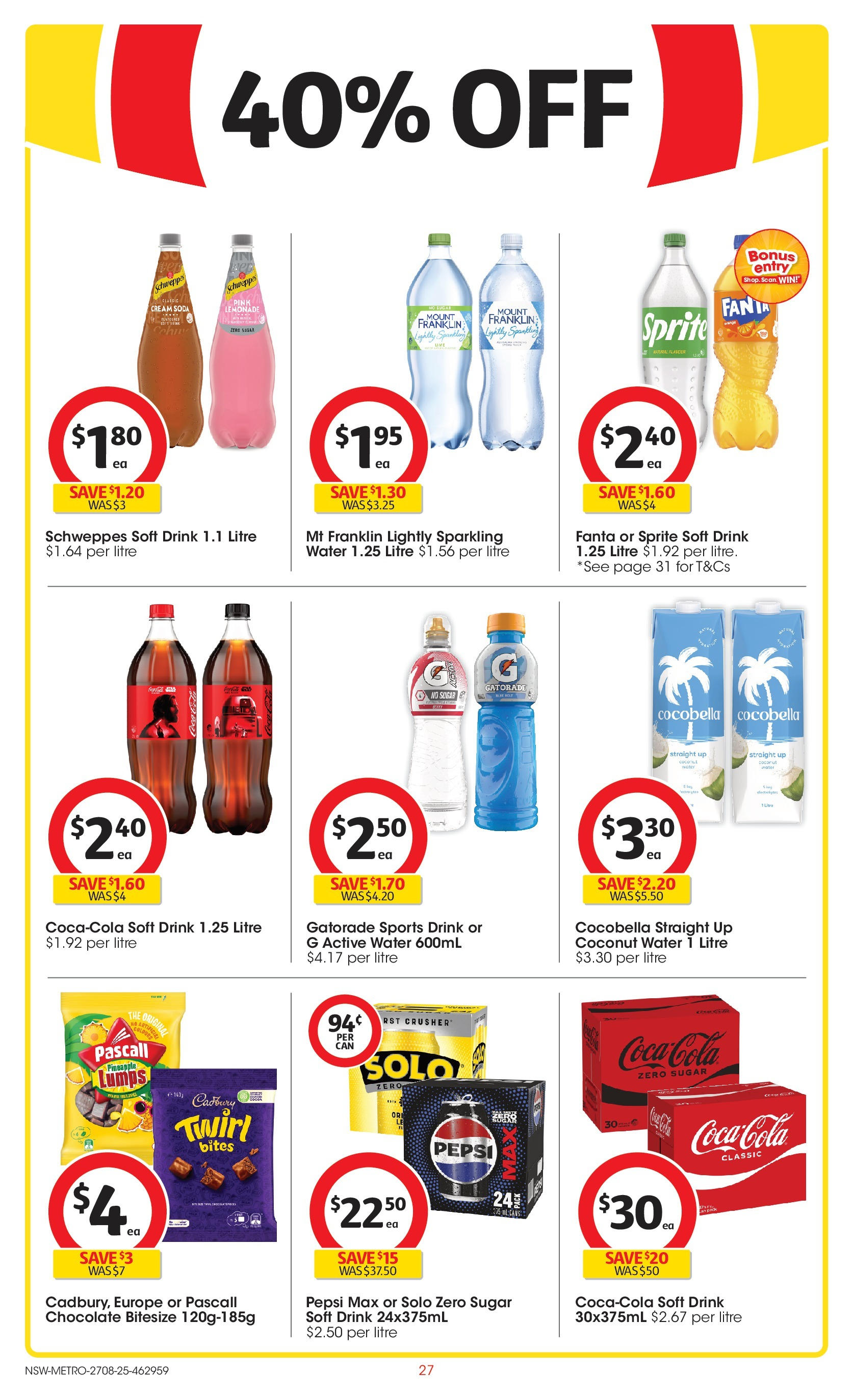 Coles catalogue from 27/08/2025 > Big discounts | Page: 27 | Products: Chocolate, Water, Sugar, Pepsi Max Coles catalogue valid from 27/08/2025 > Online Australia | Page: 27 | Products: Chocolate, Water, Sugar, Pepsi Max