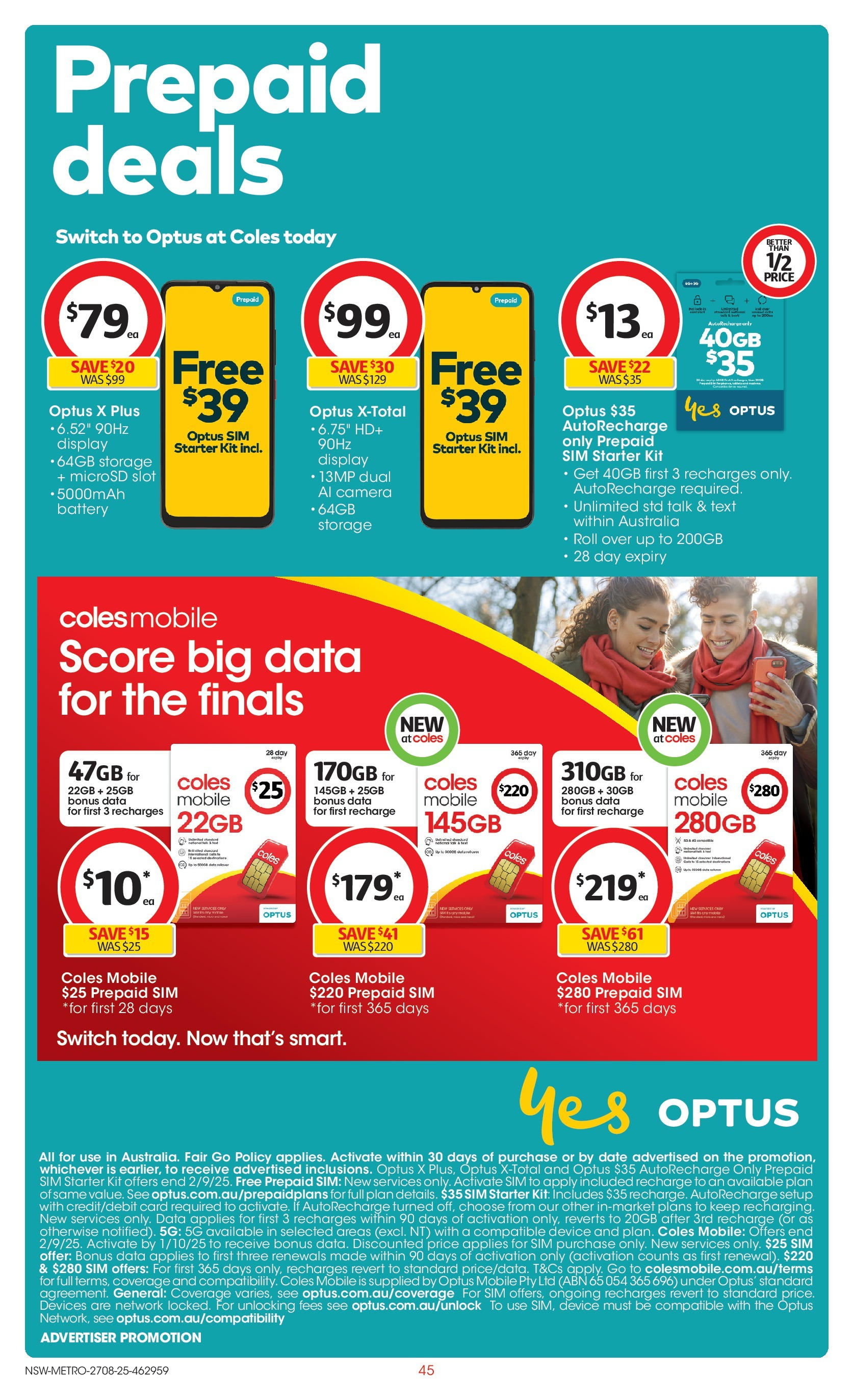 Coles catalogue from 27/08/2025 > Big discounts | Page: 45 | Products: Battery, Date, Camera, Mobile Coles catalogue valid from 27/08/2025 > Online Australia | Page: 45 | Products: Battery, Date, Camera, Mobile