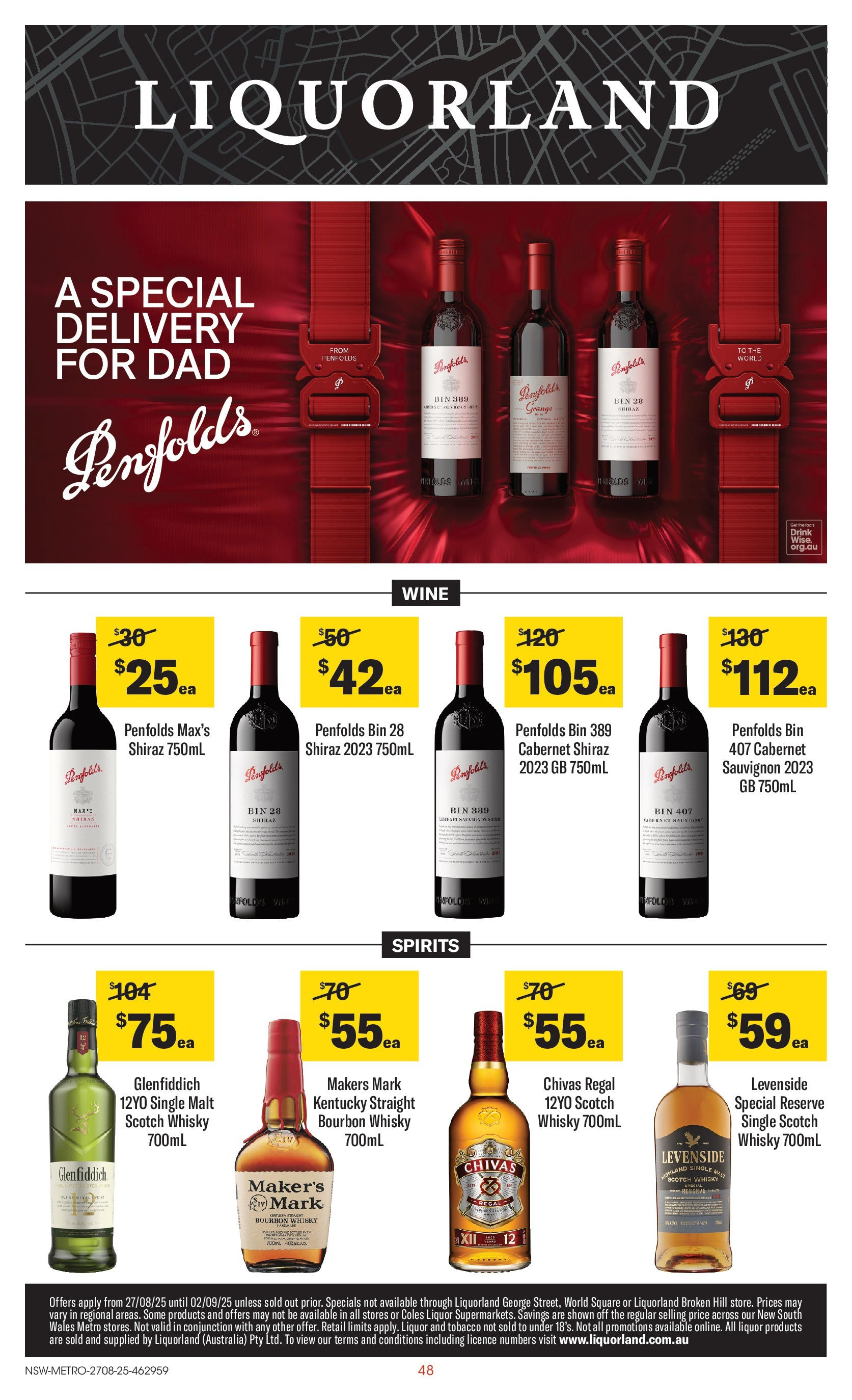 Coles catalogue from 27/08/2025 > Big discounts | Page: 48 | Products: Wine, Bourbon, Scotch Coles catalogue valid from 27/08/2025 > Online Australia | Page: 48 | Products: Wine, Bourbon, Scotch