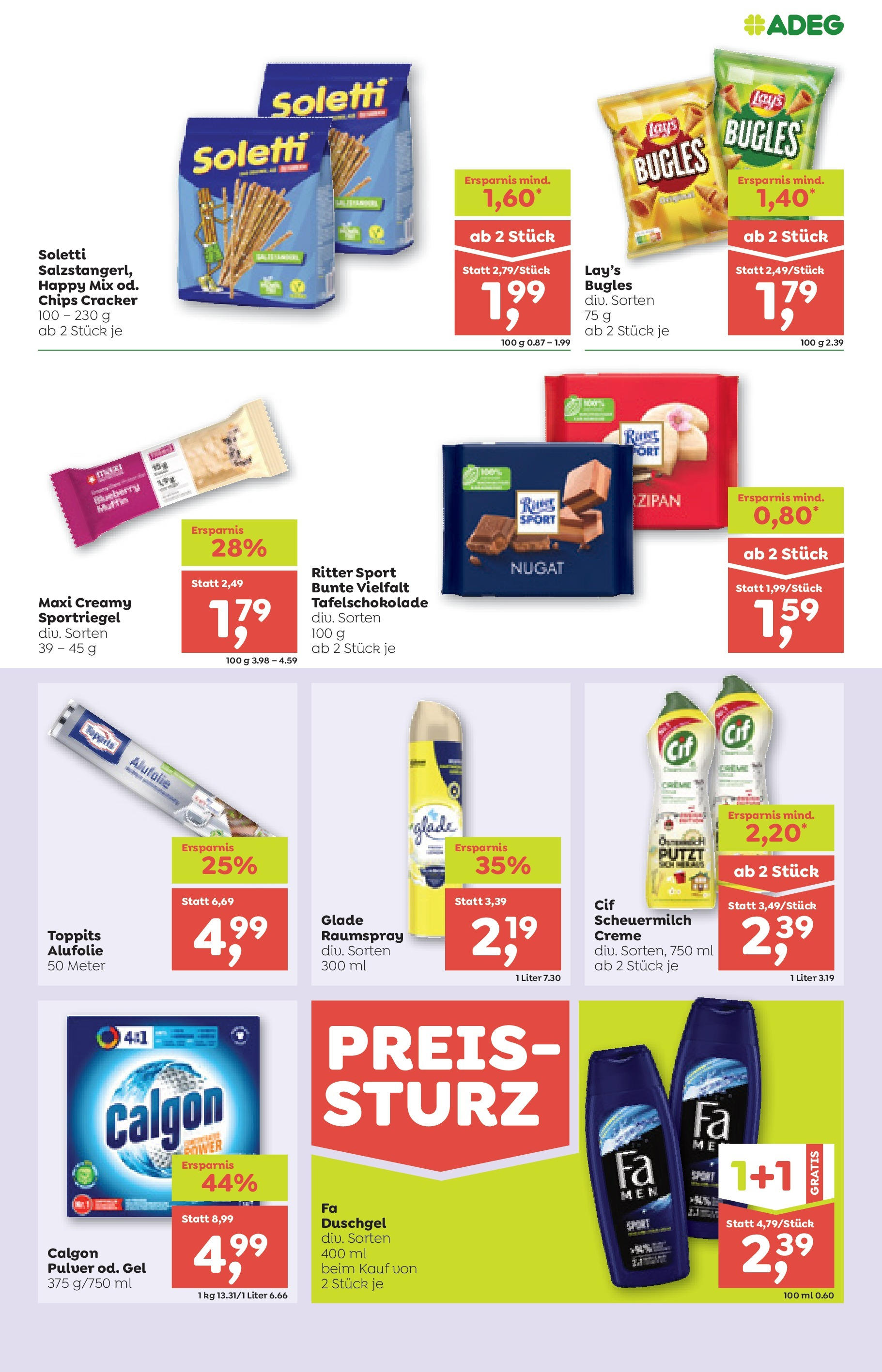 ADEG Weissenbach, Hausmening, Muehldorf (04.09.2025) || Aktuelle Angebote | Seite: 11 | Produkte: Chips, Creme, Duschgel ADEG Weissenbach, Hausmening, Muehldorf von 04.09.2025 - Aktuelle Angebote | Seite: 11 | Produkte: Chips, Creme, Duschgel