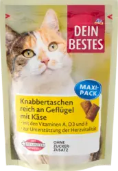 Dein Bestes Katzenleckerli Knabbertaschen reich an Geflügel mit Käse