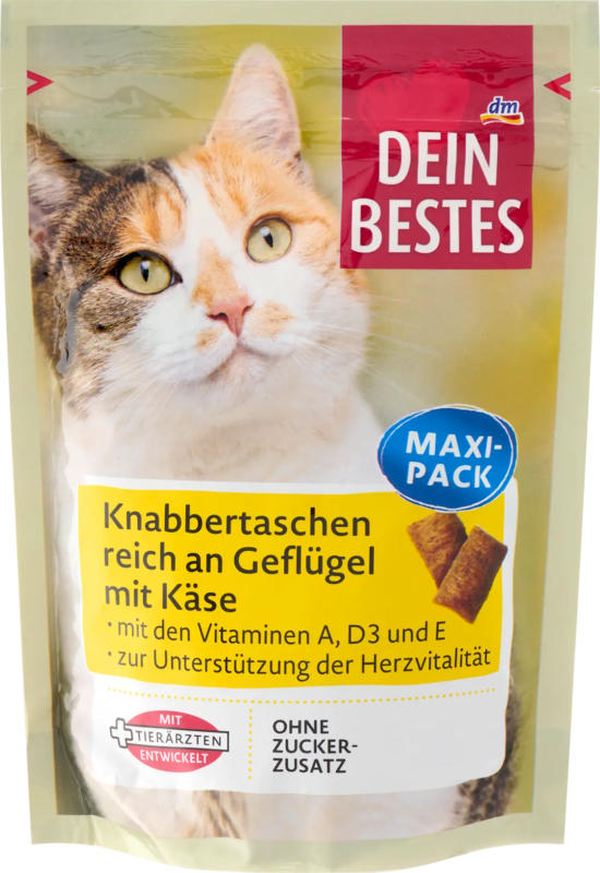 Dein Bestes Katzenleckerli Knabbertaschen reich an Geflügel mit Käse