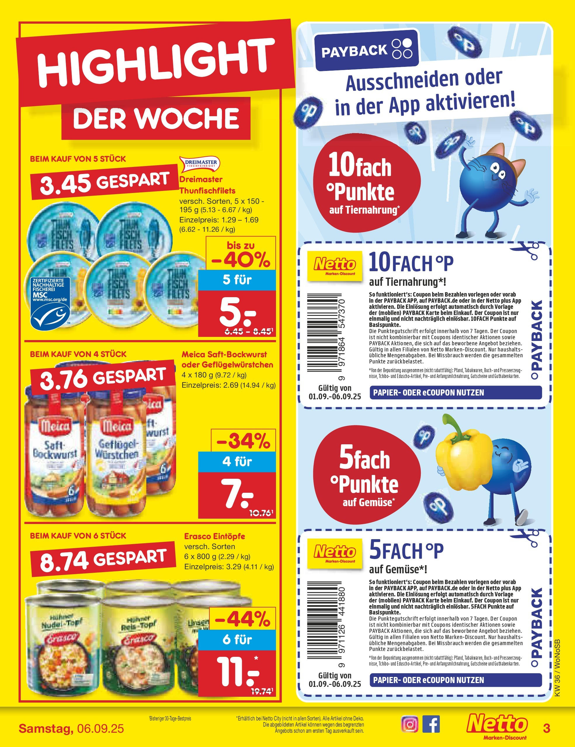 Netto Marken-Discount prospekt Frankfurt (ab 01.09.2025) » Angebote | Seite: 3 | Produkte: Gemüse, Wurst, Saft, Erasco Netto Marken-Discount prospekt Frankfurt (ab 01.09.2025) » Angebote | Seite: 3 | Produkte: Gemüse, Wurst, Saft, Erasco