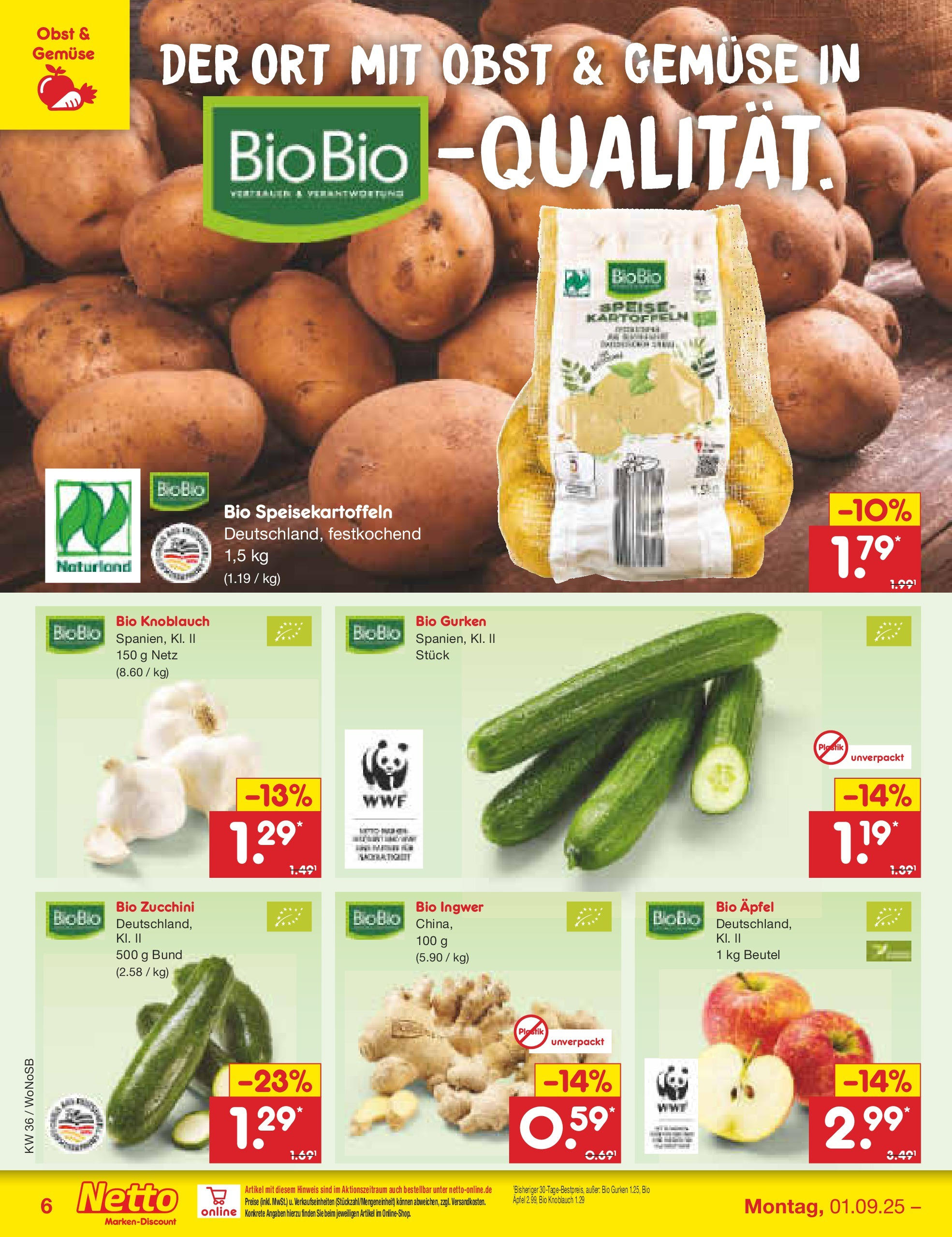 Netto Marken-Discount prospekt Frankfurt (ab 01.09.2025) » Angebote | Seite: 6 | Produkte: Äpfel, Gemüse, Knoblauch, Zucchini Netto Marken-Discount prospekt Frankfurt (ab 01.09.2025) » Angebote | Seite: 6 | Produkte: Äpfel, Gemüse, Knoblauch, Zucchini