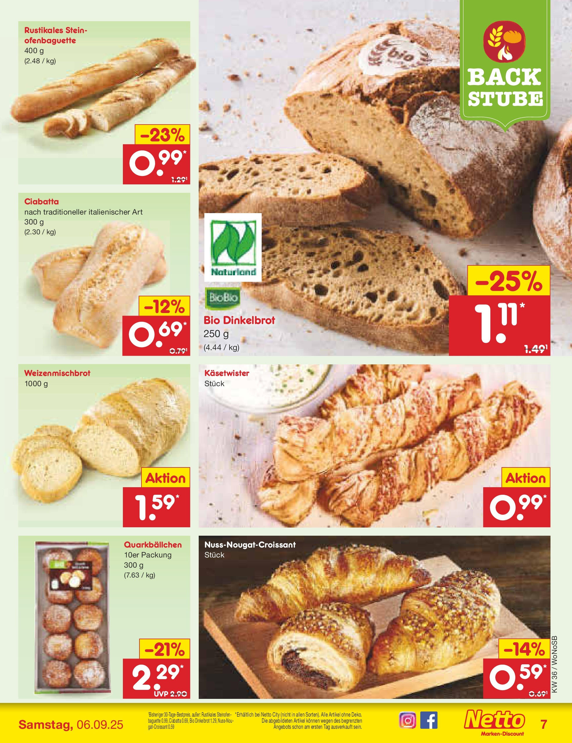 Netto Marken-Discount prospekt Frankfurt (ab 01.09.2025) » Angebote | Seite: 7 | Produkte: Baguette Netto Marken-Discount prospekt Frankfurt (ab 01.09.2025) » Angebote | Seite: 7 | Produkte: Baguette