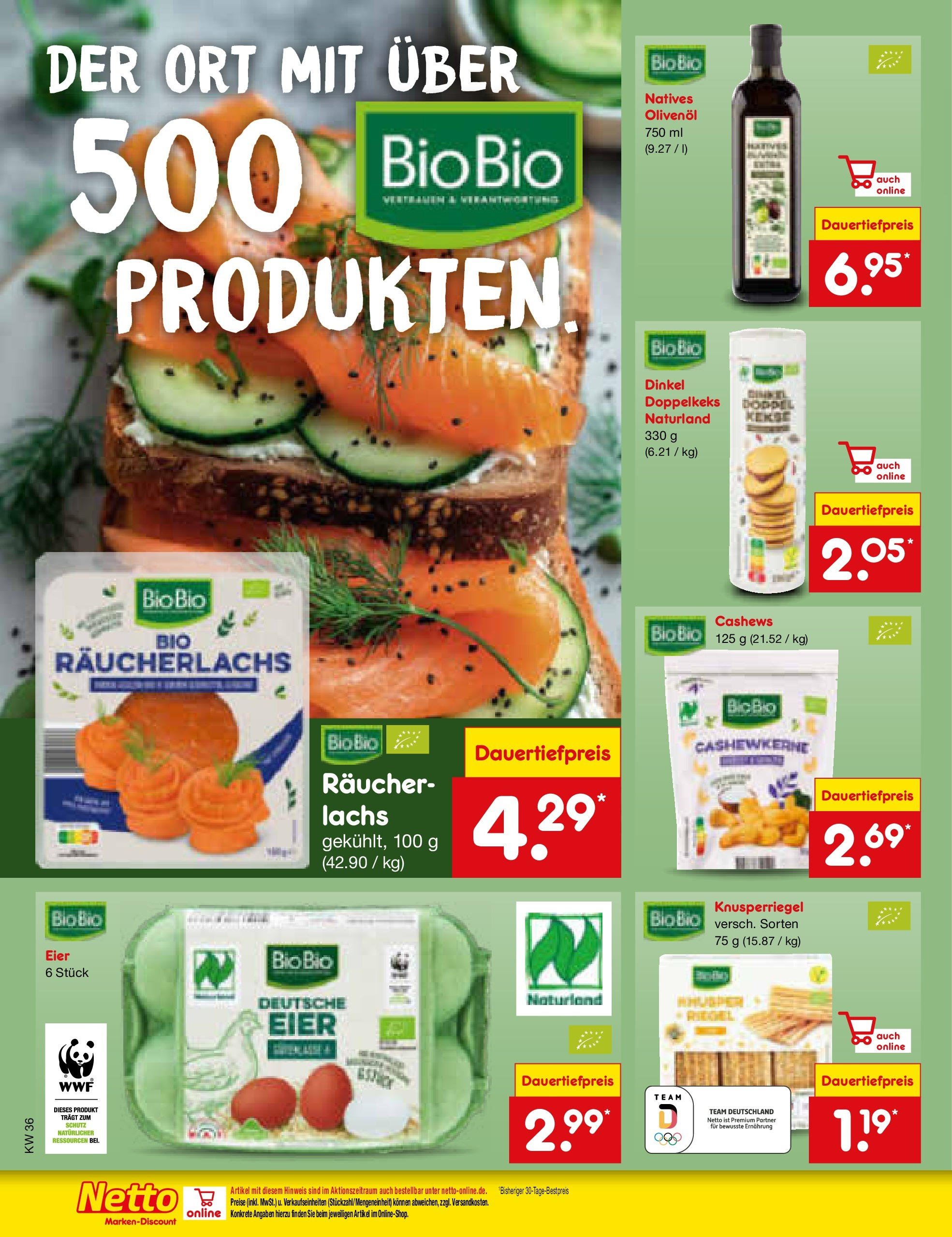 Netto Marken-Discount prospekt Frankfurt (ab 01.09.2025) » Angebote | Seite: 8 | Produkte: Eier, Olivenol, Lachs, Räucherlachs Netto Marken-Discount prospekt Frankfurt (ab 01.09.2025) » Angebote | Seite: 8 | Produkte: Eier, Olivenol, Lachs, Räucherlachs