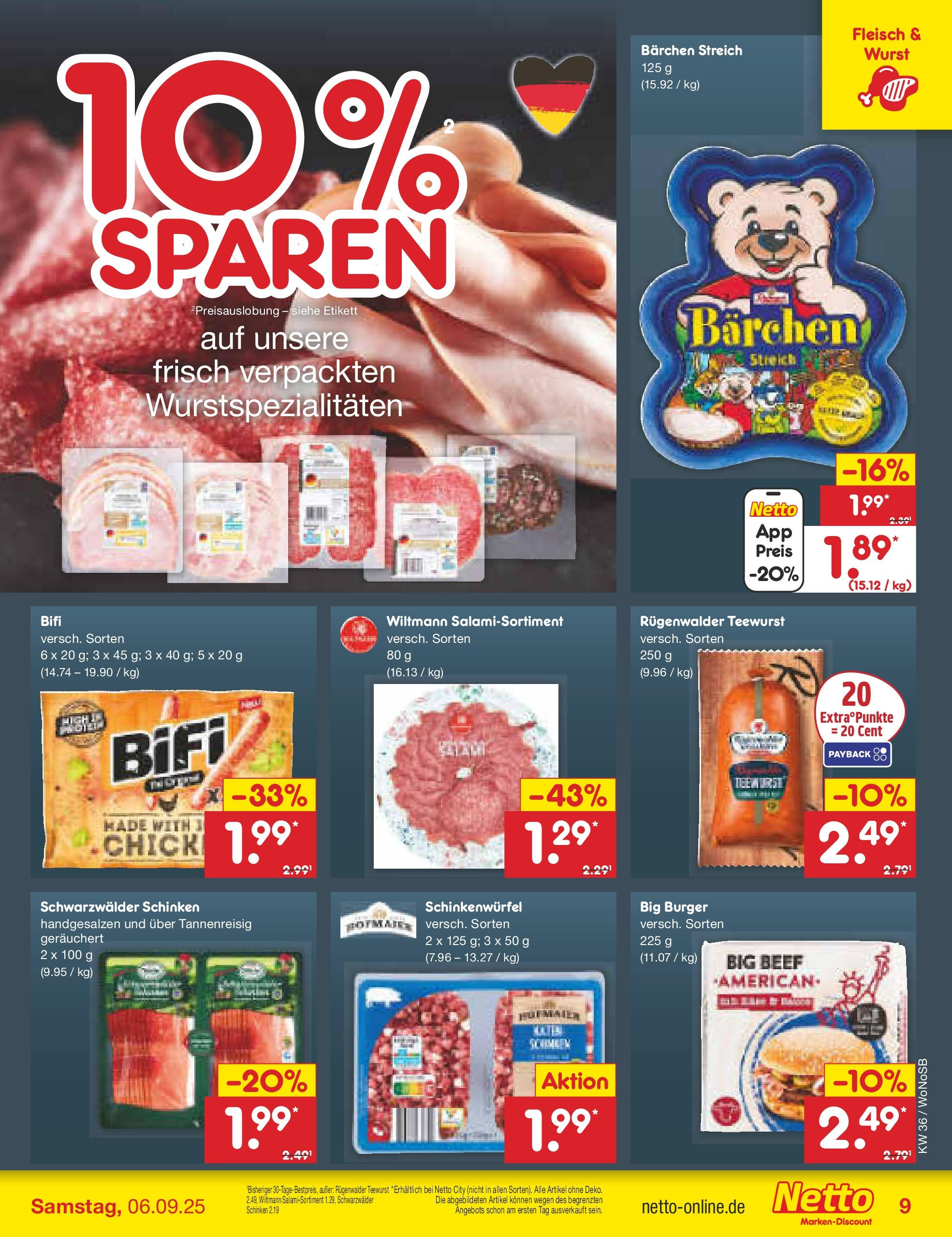Netto Marken-Discount prospekt Frankfurt (ab 01.09.2025) » Angebote | Seite: 11 | Produkte: Bifi, Wurst, Schinken, Fleisch Netto Marken-Discount prospekt Frankfurt (ab 01.09.2025) » Angebote | Seite: 11 | Produkte: Bifi, Wurst, Schinken, Fleisch