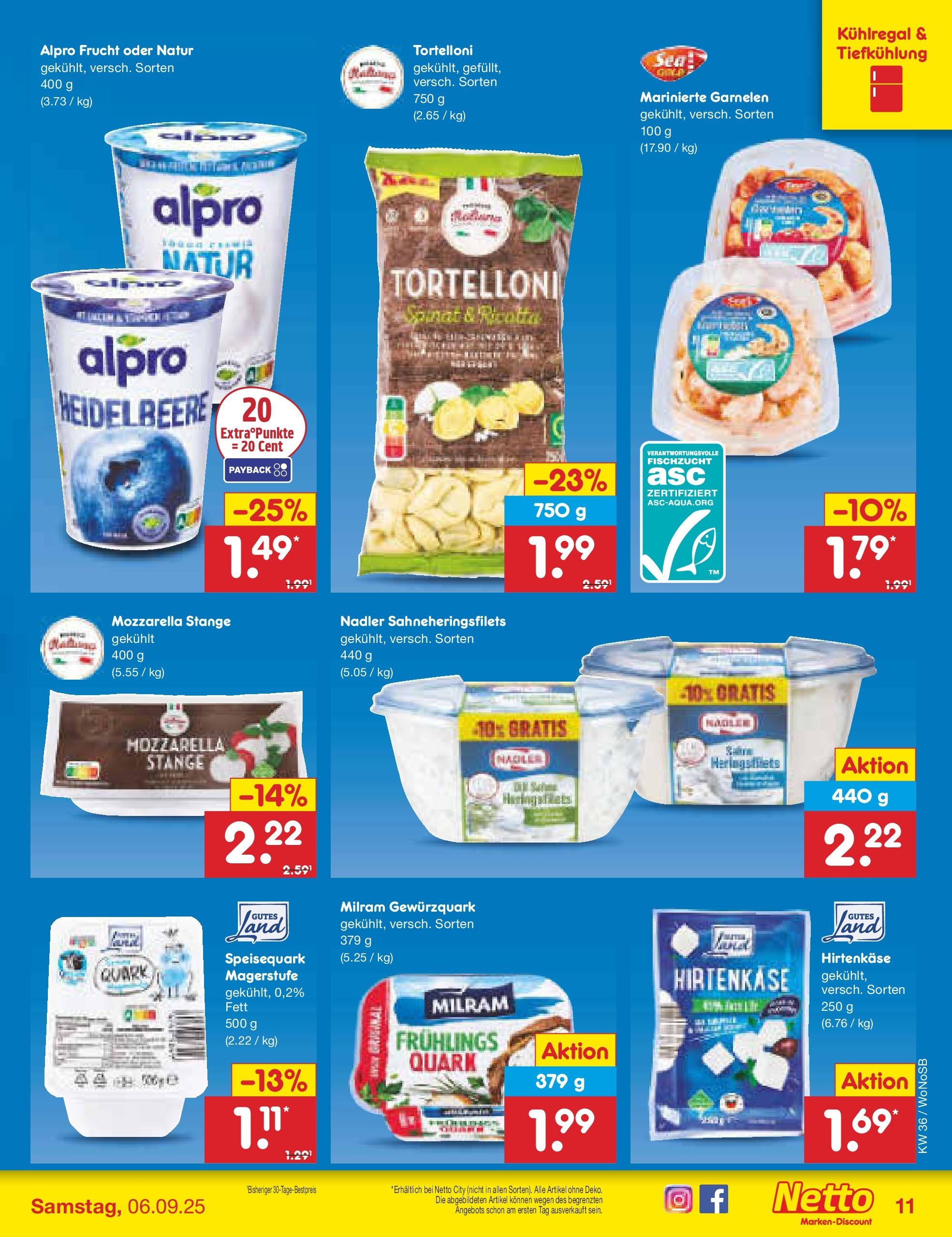 Netto Marken-Discount prospekt Frankfurt (ab 01.09.2025) » Angebote | Seite: 13 | Produkte: Quark, Garnelen, Milram, Speisequark Netto Marken-Discount prospekt Frankfurt (ab 01.09.2025) » Angebote | Seite: 13 | Produkte: Quark, Garnelen, Milram, Speisequark
