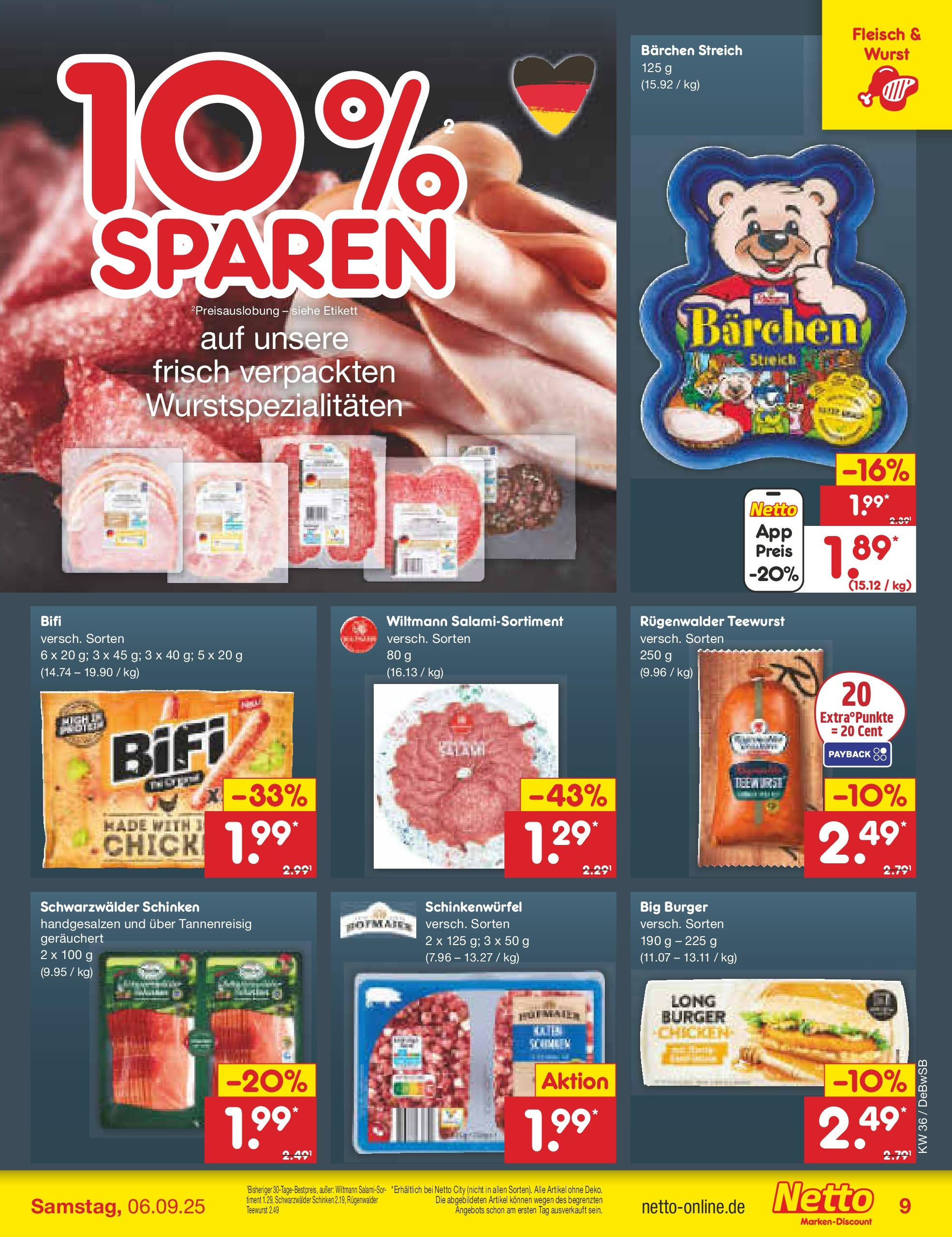 Netto Marken-Discount prospekt Waiblingen-Bittenfeld (ab 01.09.2025) » Angebote | Seite: 11 | Produkte: Bifi, Burger, Wurst, Schinken Netto Marken-Discount prospekt Waiblingen-Bittenfeld (ab 01.09.2025) » Angebote | Seite: 11 | Produkte: Bifi, Burger, Wurst, Schinken
