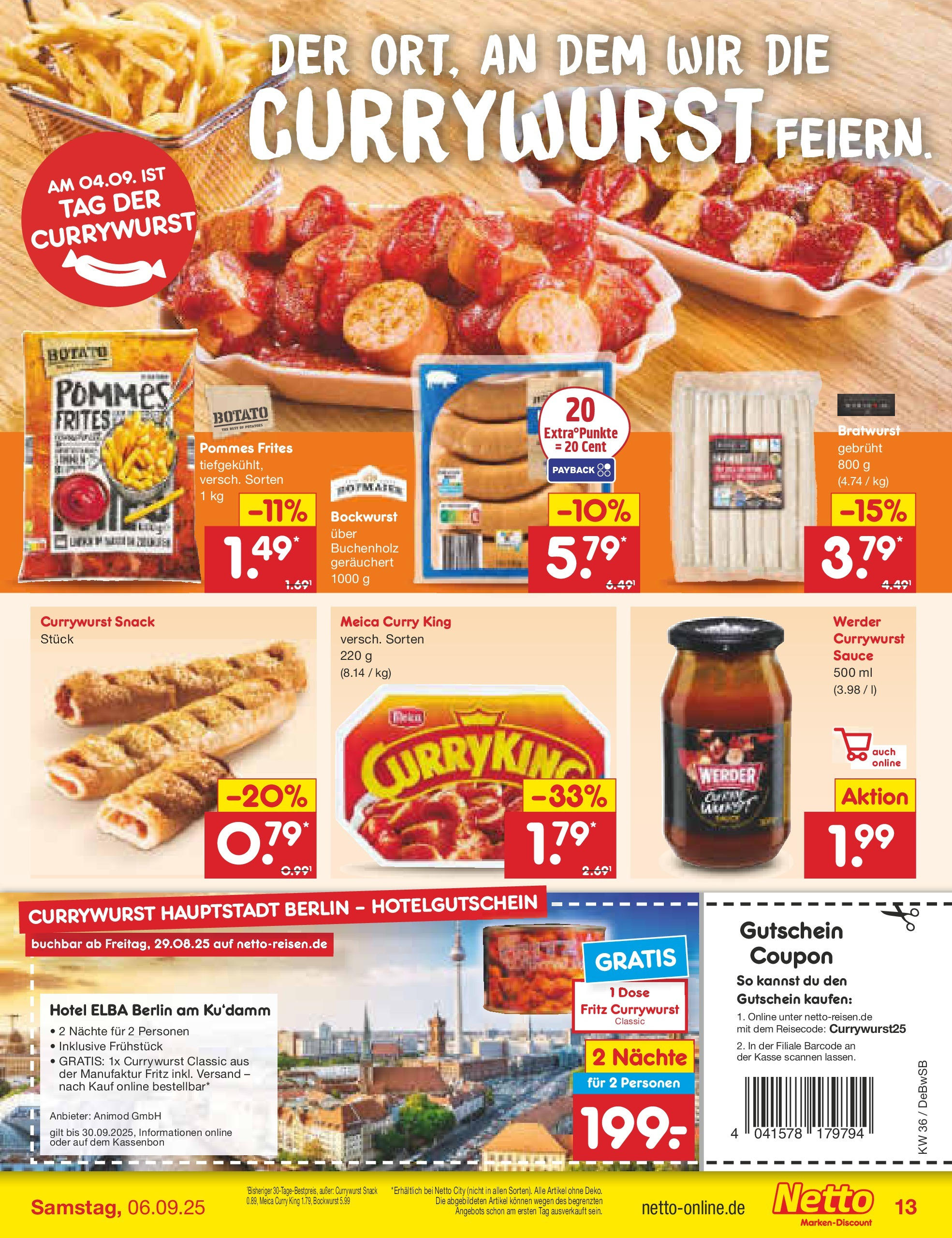 Netto Marken-Discount prospekt Waiblingen-Bittenfeld (ab 01.09.2025) » Angebote | Seite: 15 | Produkte: Bockwurst, Pommes, Pommes frites, Meica Netto Marken-Discount prospekt Waiblingen-Bittenfeld (ab 01.09.2025) » Angebote | Seite: 15 | Produkte: Bockwurst, Pommes, Pommes frites, Meica