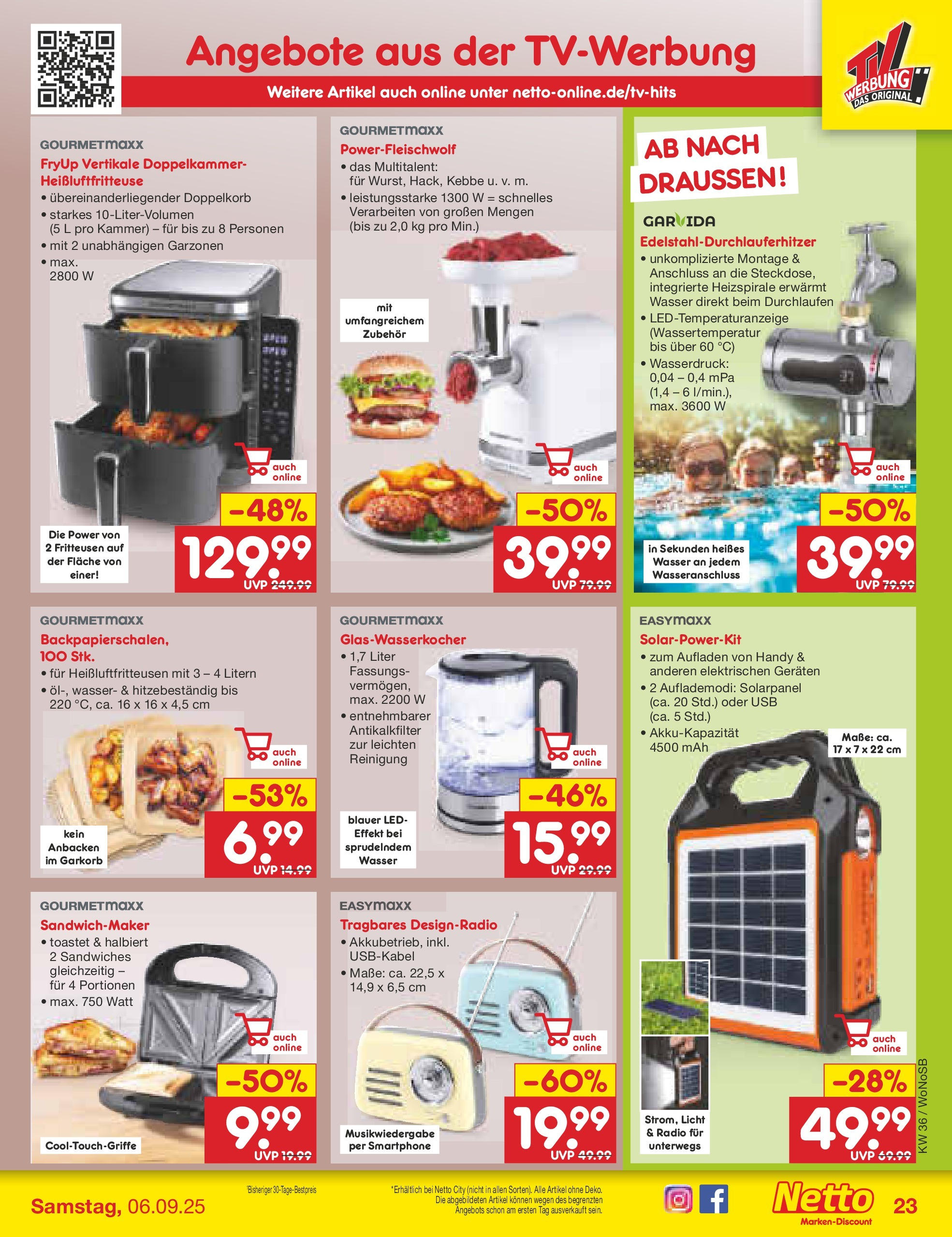 Netto Marken-Discount prospekt Frankfurt (ab 01.09.2025) » Angebote | Seite: 33 | Produkte: USB, Wasser, Heißluftfritteuse, Radio Netto Marken-Discount prospekt Frankfurt (ab 01.09.2025) » Angebote | Seite: 33 | Produkte: USB, Wasser, Heißluftfritteuse, Radio