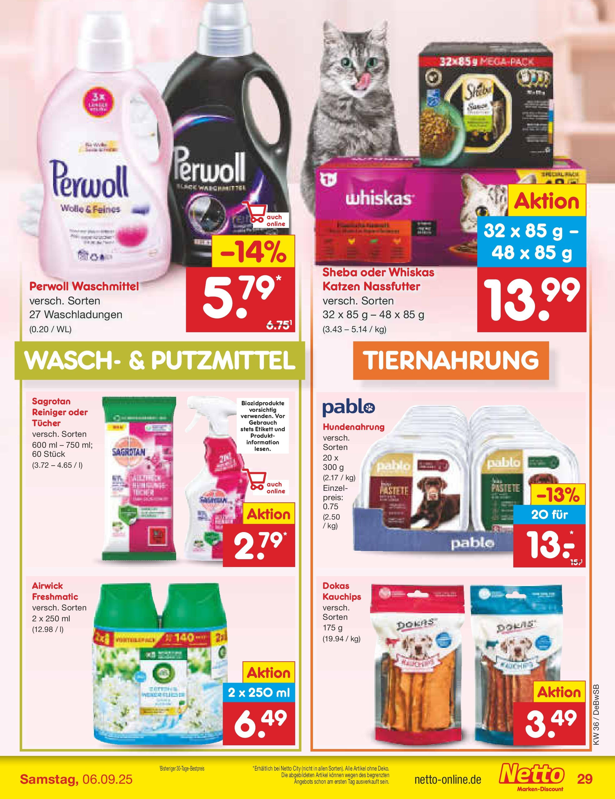 Netto Marken-Discount prospekt Waiblingen-Bittenfeld (ab 01.09.2025) » Angebote | Seite: 41 | Produkte: Sheba, Perwoll, Waschmittel, Whiskas Netto Marken-Discount prospekt Waiblingen-Bittenfeld (ab 01.09.2025) » Angebote | Seite: 41 | Produkte: Sheba, Perwoll, Waschmittel, Whiskas