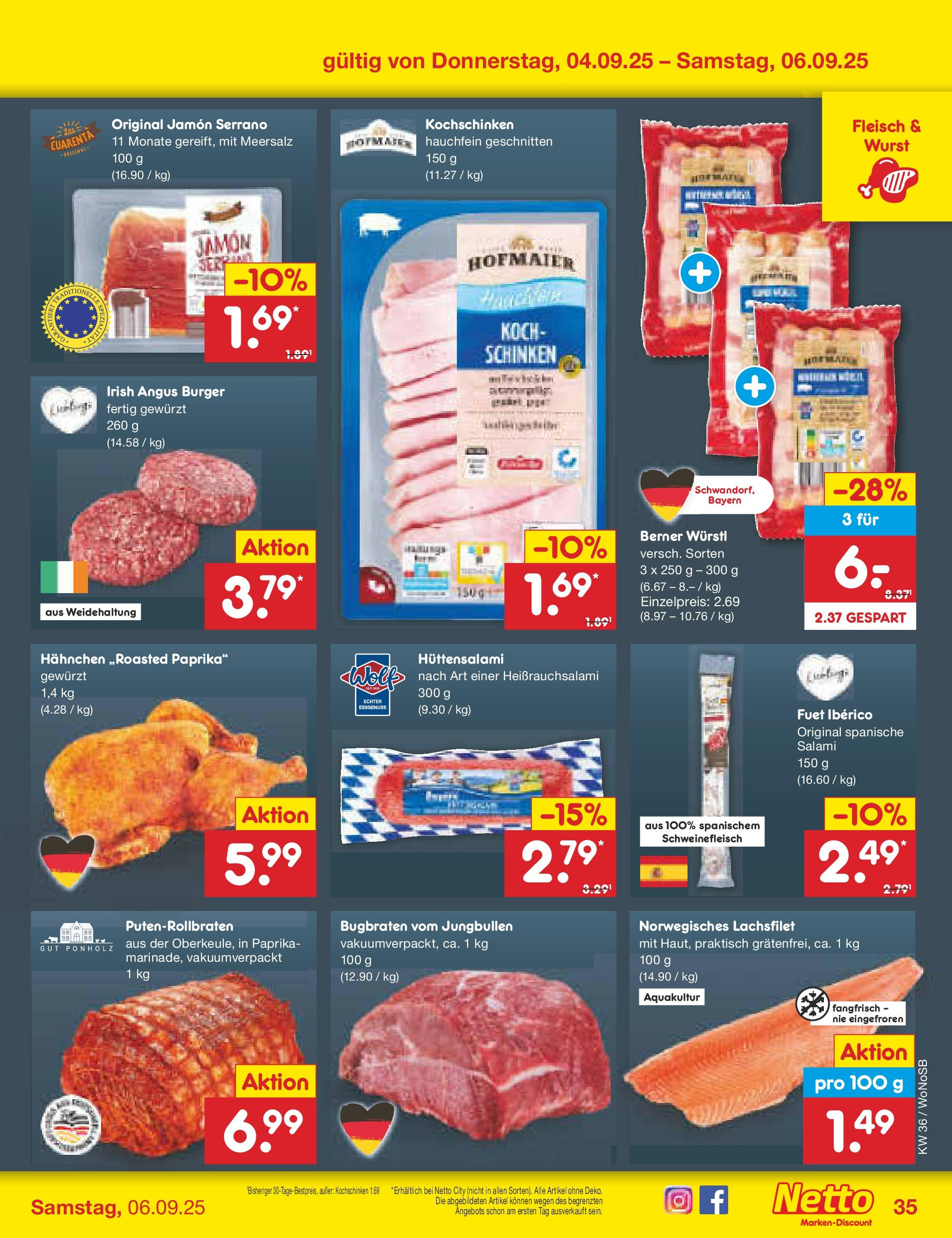 Netto Marken-Discount prospekt Frankfurt (ab 01.09.2025) » Angebote | Seite: 51 | Produkte: Paprika, Salami, Schweinefleisch, Fleisch Netto Marken-Discount prospekt Frankfurt (ab 01.09.2025) » Angebote | Seite: 51 | Produkte: Paprika, Salami, Schweinefleisch, Fleisch