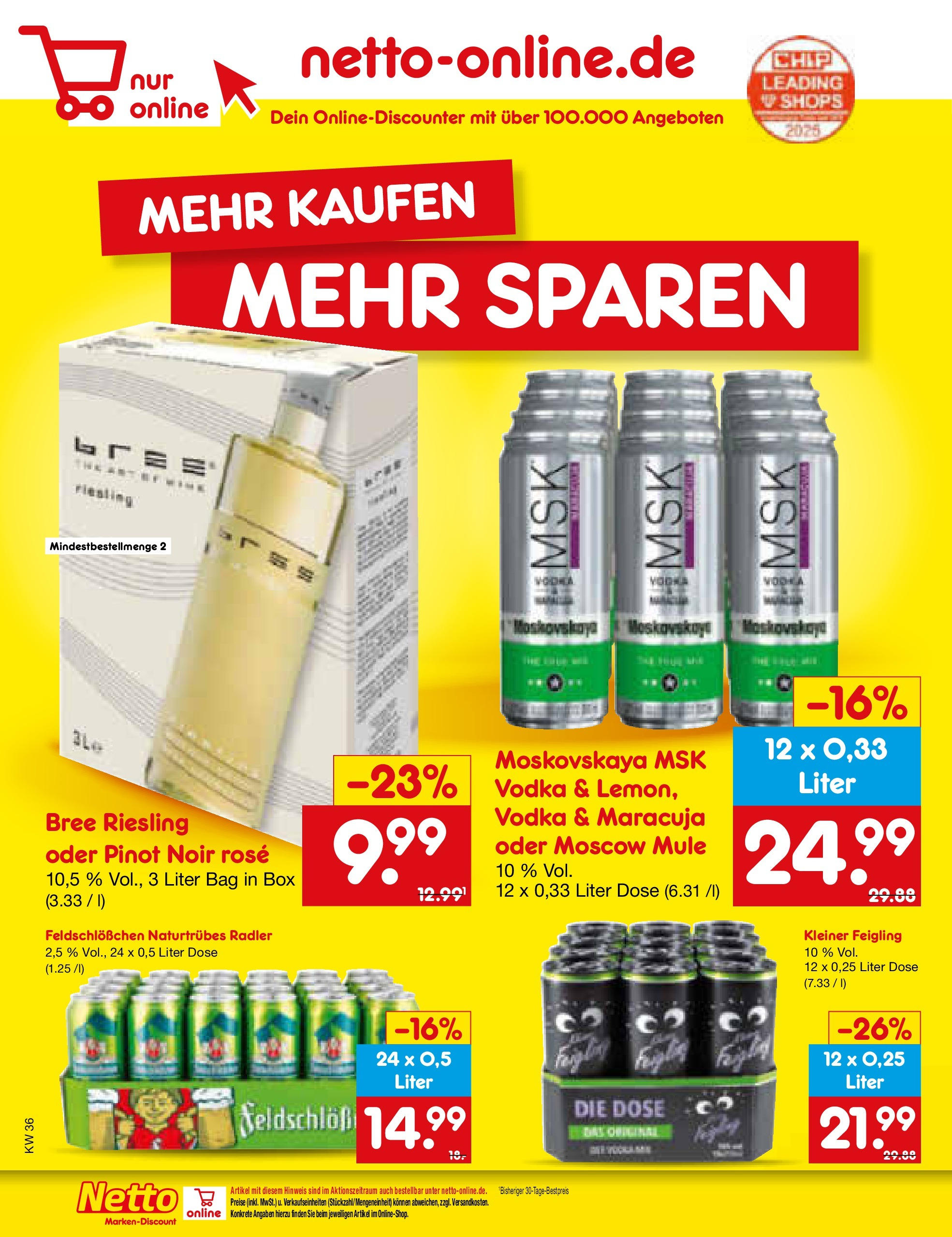 Netto Marken-Discount prospekt Frankfurt (ab 01.09.2025) » Angebote | Seite: 56 | Produkte: Kleiner feigling, Bree, Radler, Vodka Netto Marken-Discount prospekt Frankfurt (ab 01.09.2025) » Angebote | Seite: 56 | Produkte: Kleiner feigling, Bree, Radler, Vodka