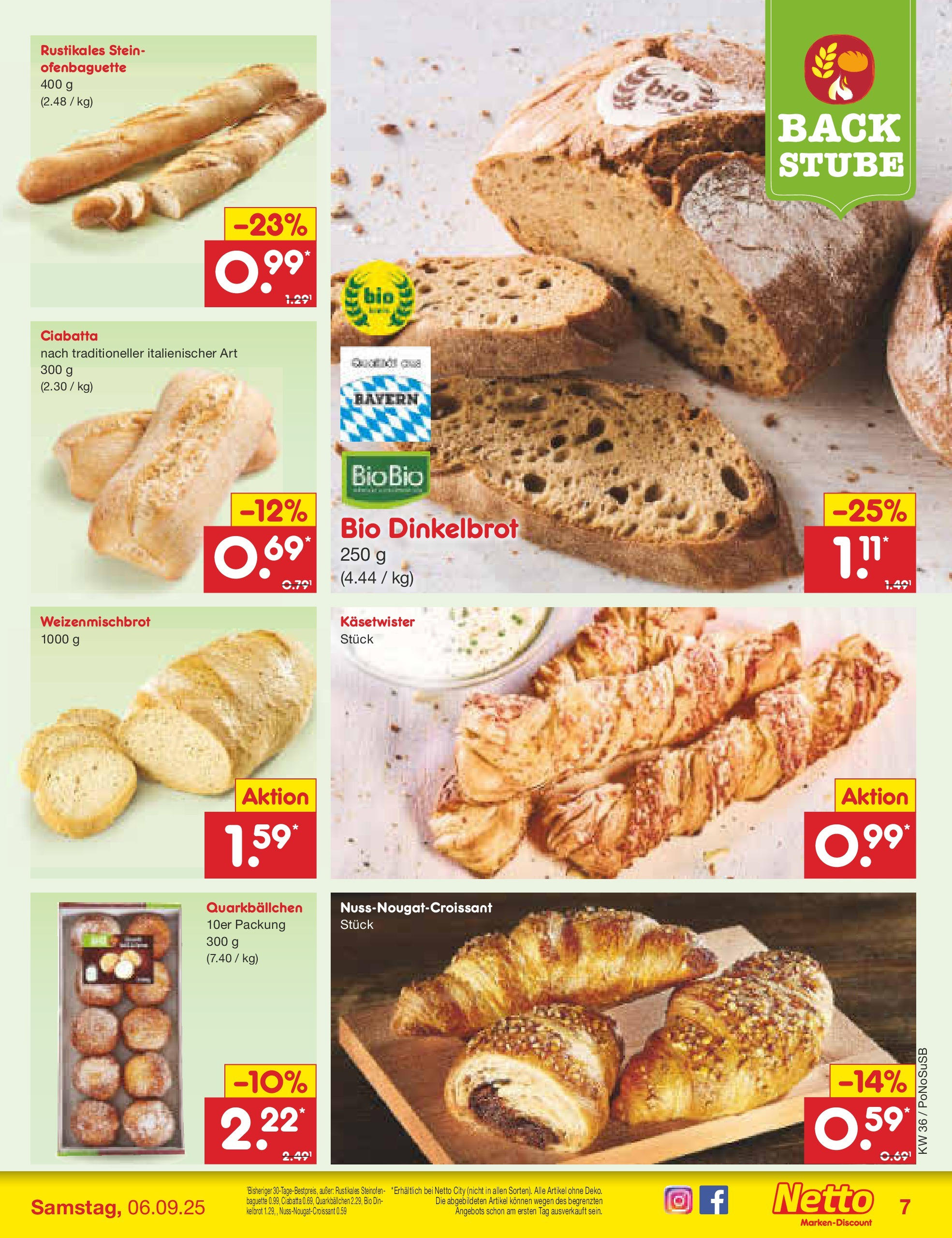 Netto Marken-Discount prospekt Amberg (ab 01.09.2025) » Angebote | Seite: 7 | Produkte: Baguette Netto Marken-Discount prospekt Amberg (ab 01.09.2025) » Angebote | Seite: 7 | Produkte: Baguette